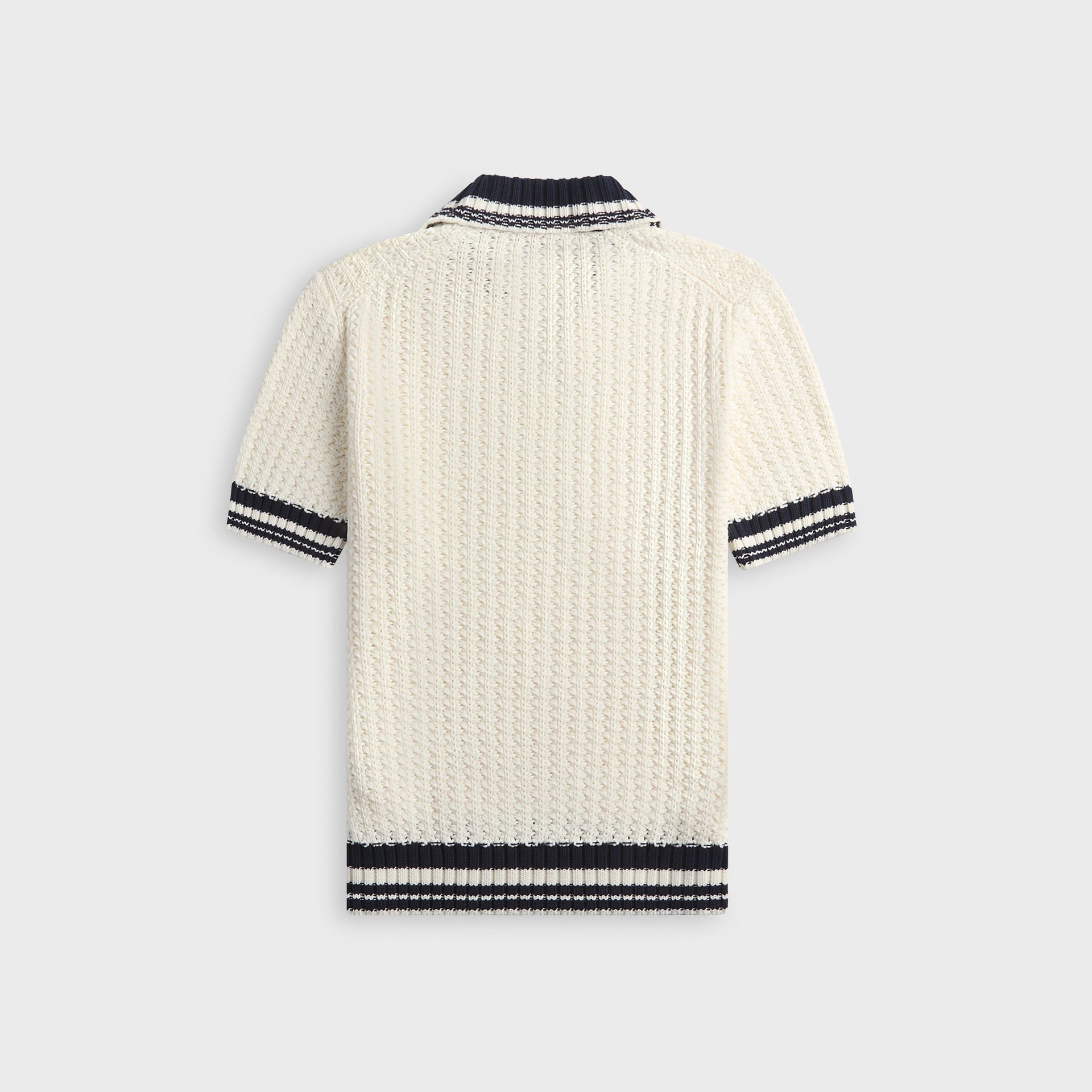 Orlebar Brown Swift Knitted Crochet Polo Shirt - White Sand / Night Iris