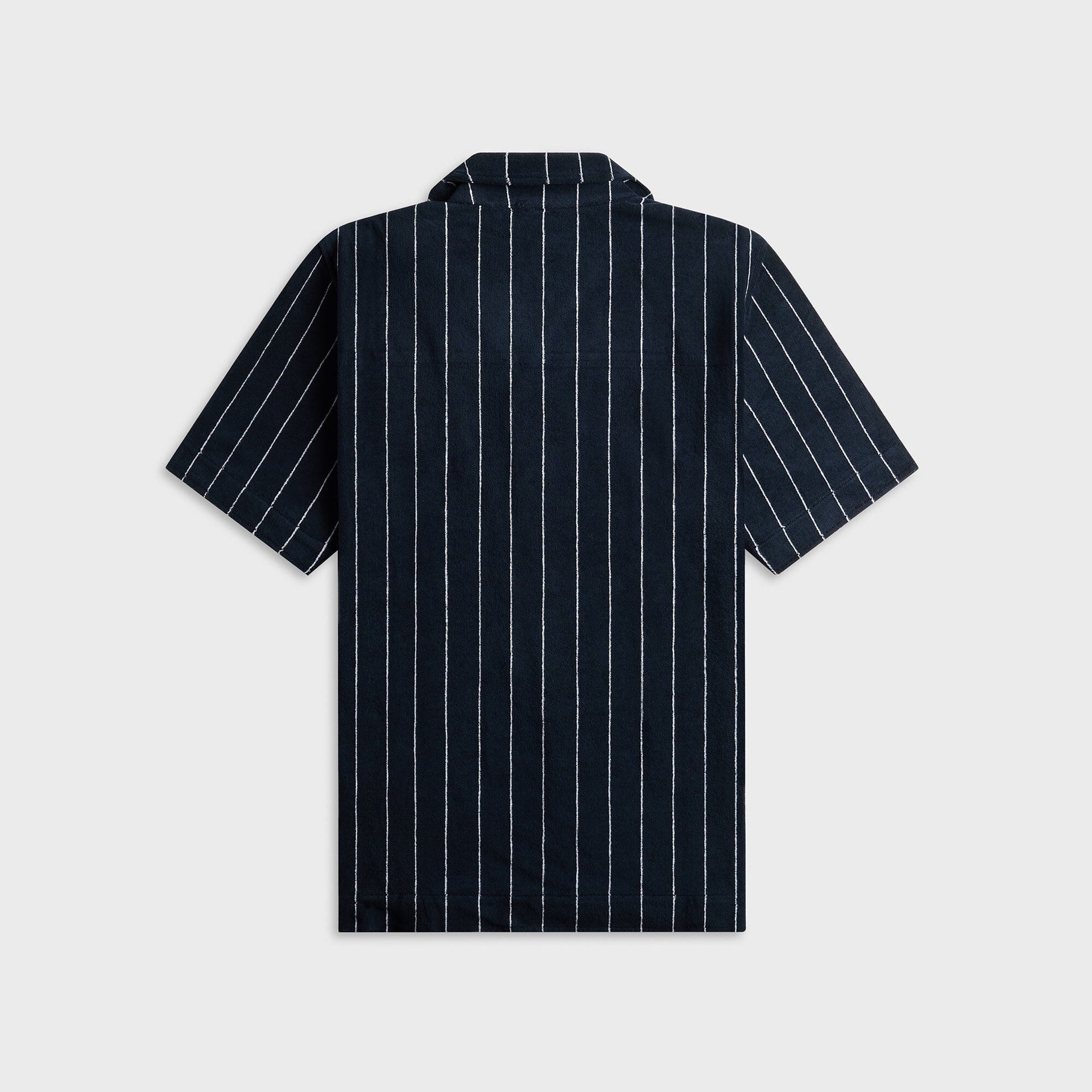 Orlebar Brown Hawkin Towelling Relaxed Fit Stripe Shirt - Night Iris / White Sand