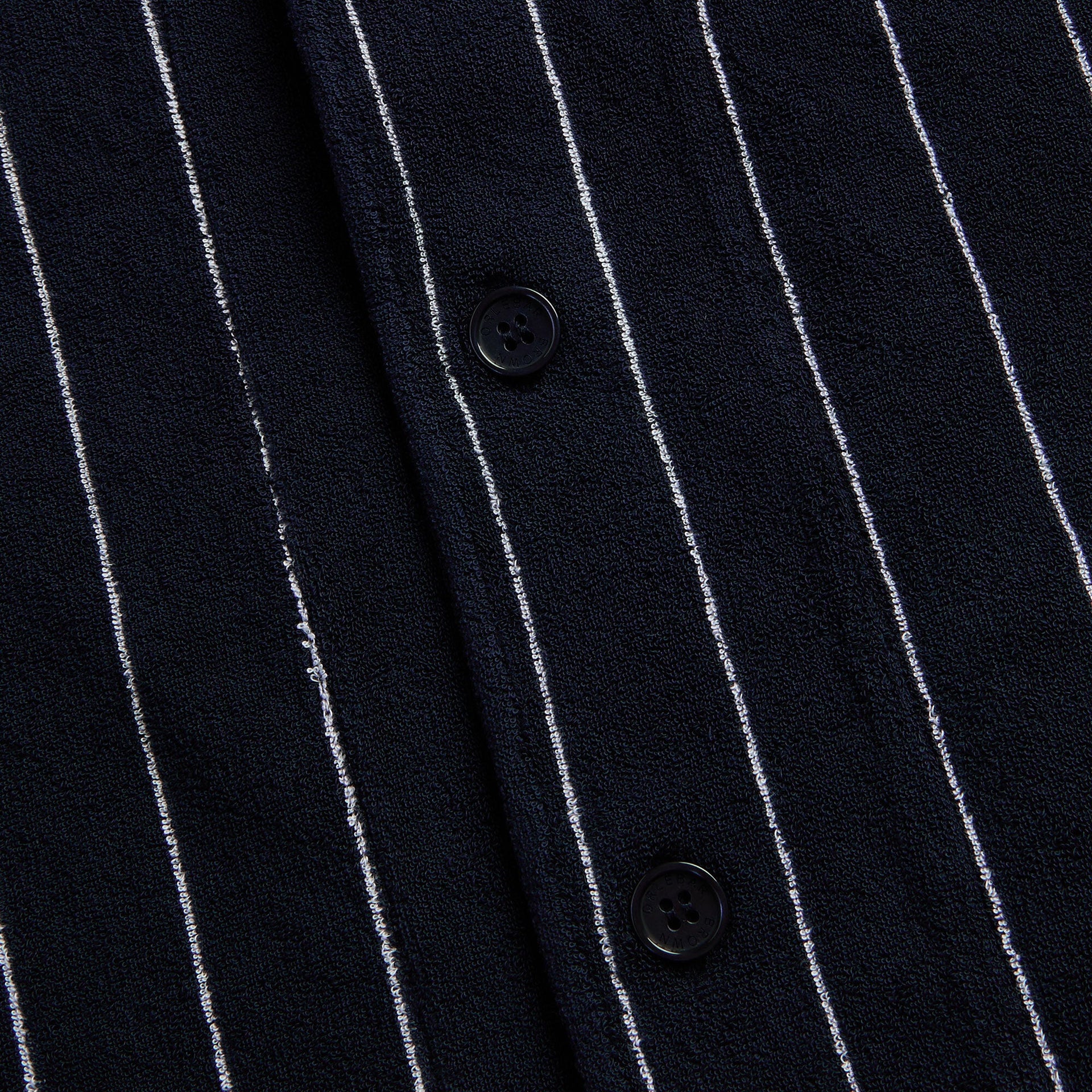 Orlebar Brown Hawkin Towelling Relaxed Fit Stripe Shirt - Night Iris / White Sand