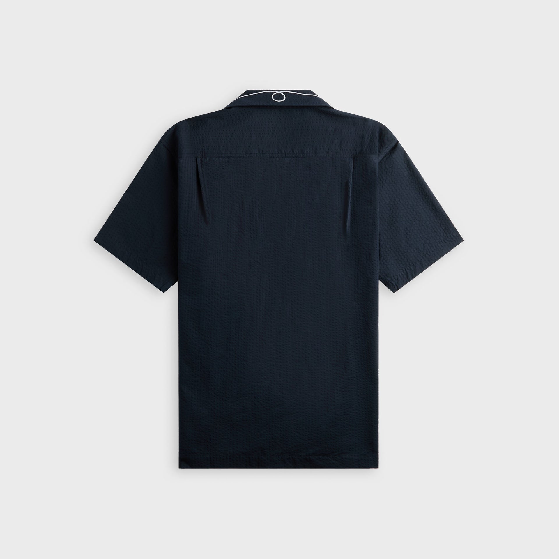 Orlebar Brown Maitan Relaxed Fit Embroidered Seersucker Shirt - Night Iris