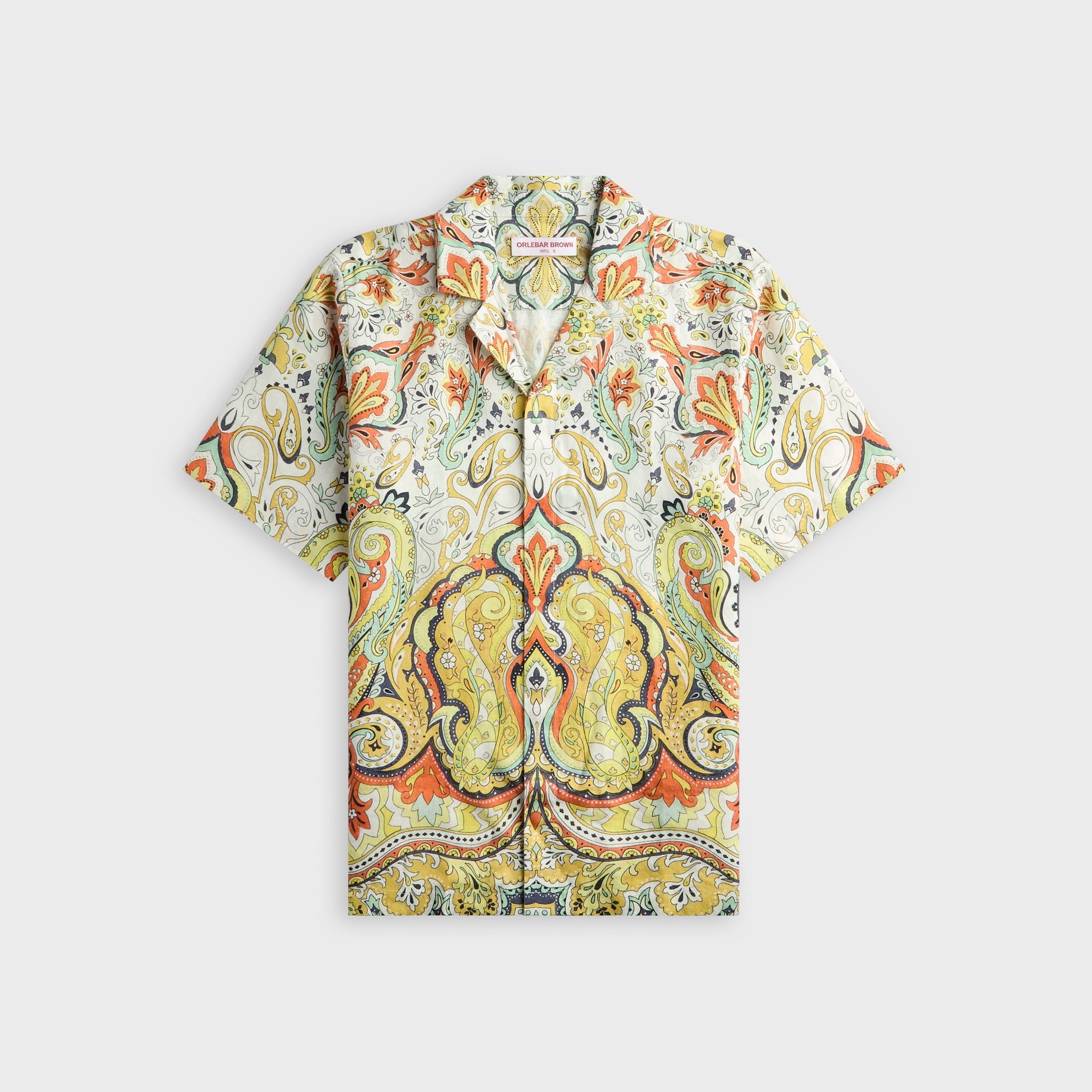 Orlebar Brown Maitan Relaxed Fit Linen Fairground Shirt - Multi / Vermillion