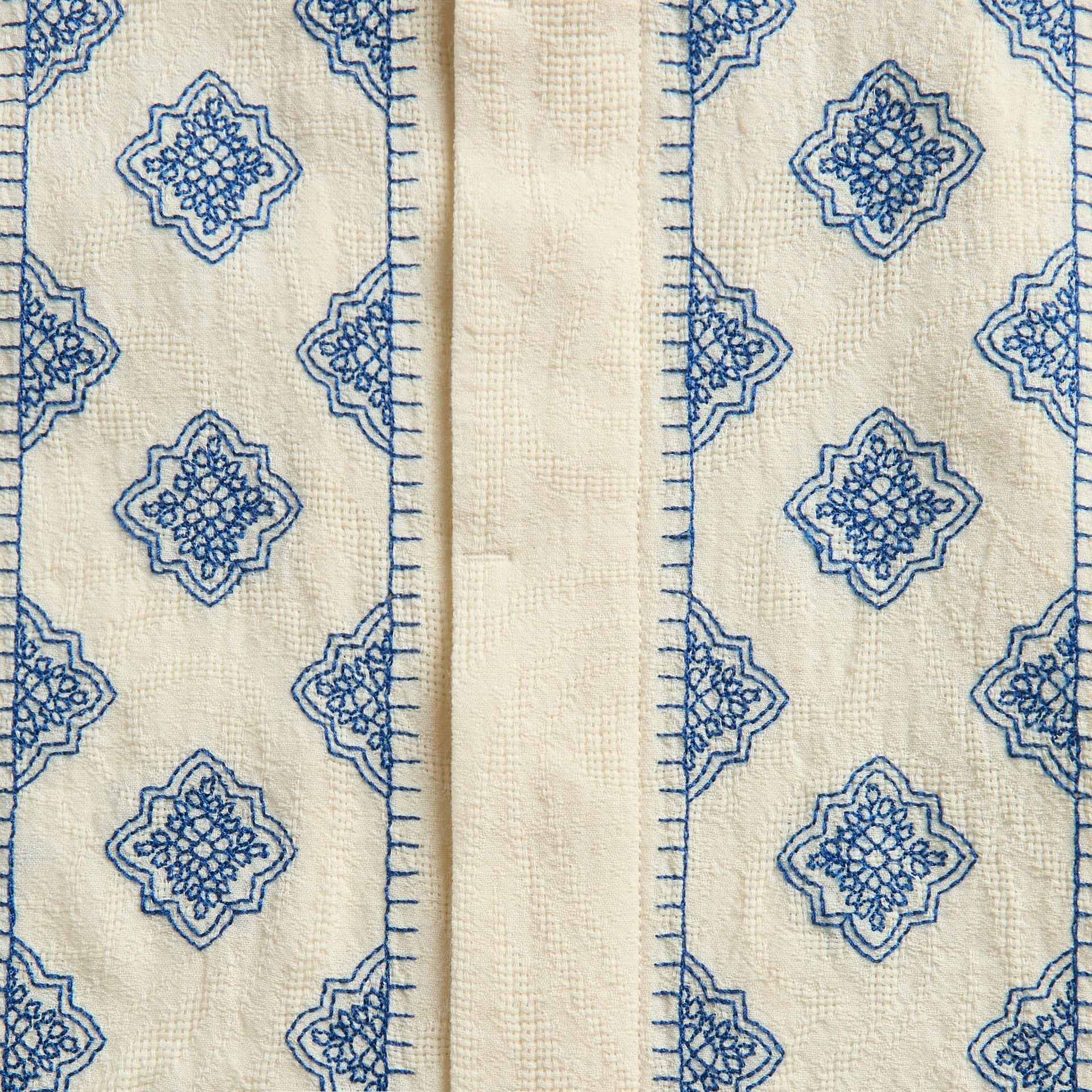 Orlebar Brown Maitan Relaxed Fit Carnival Embroidery Shirt - White Sand / Nightfall Blue