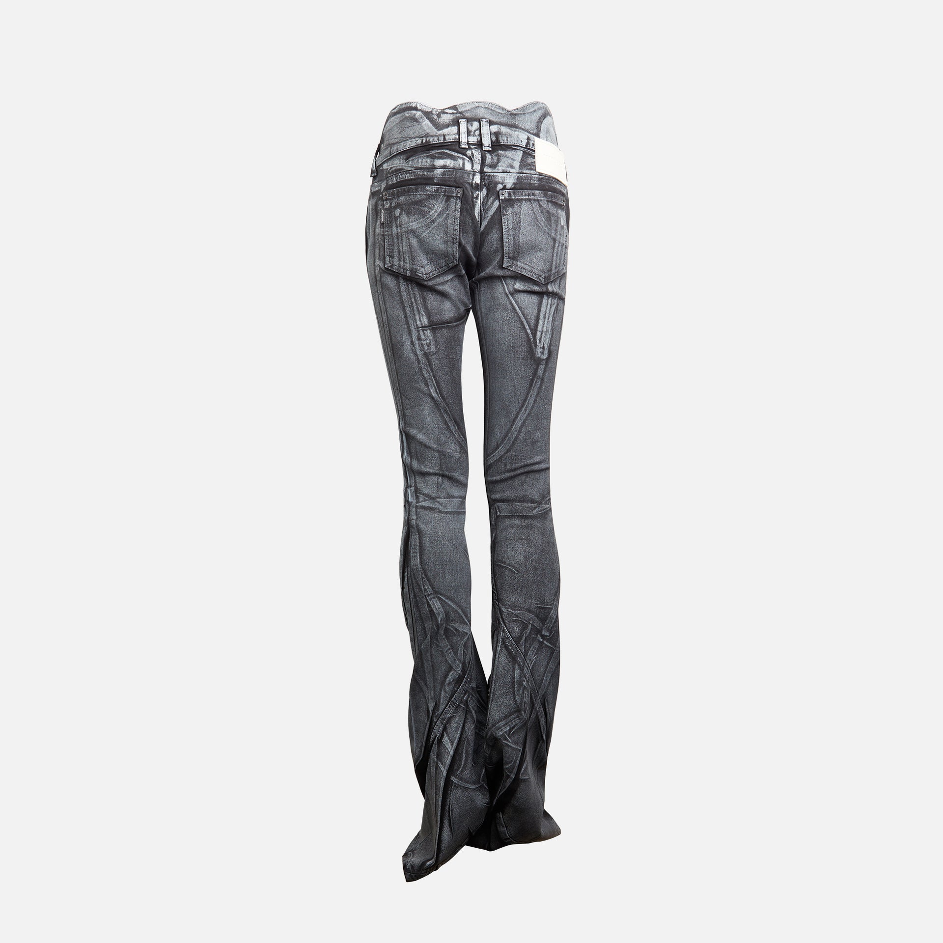 Ottolinger Big Waistband Drape Denim - Black / White Paint