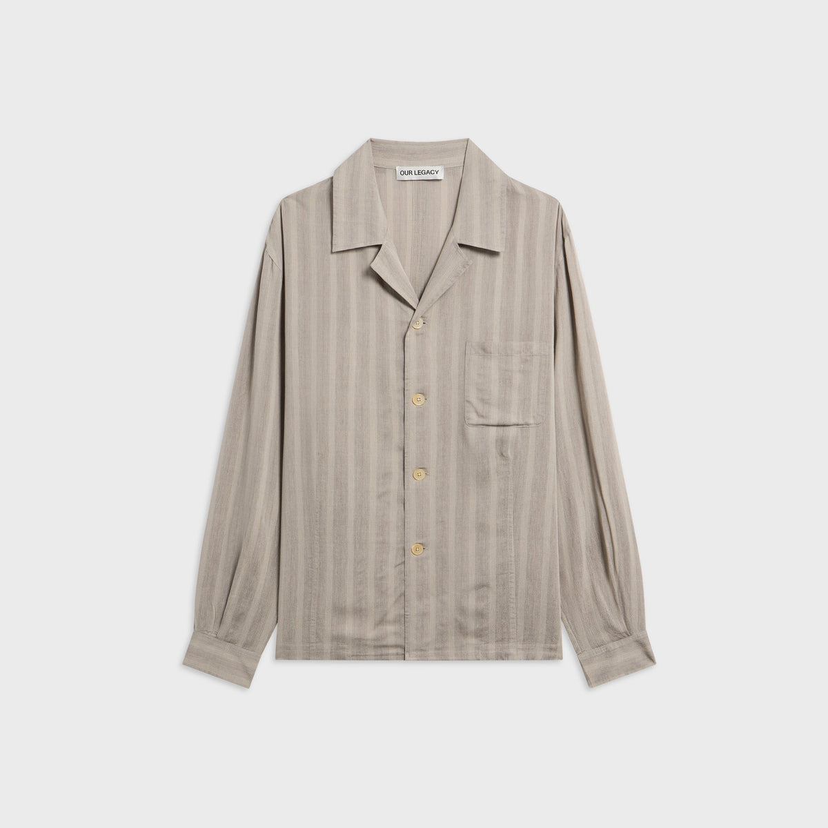 Our Legacy Private Shirt - Quiet Greige Stripe Mist Weave