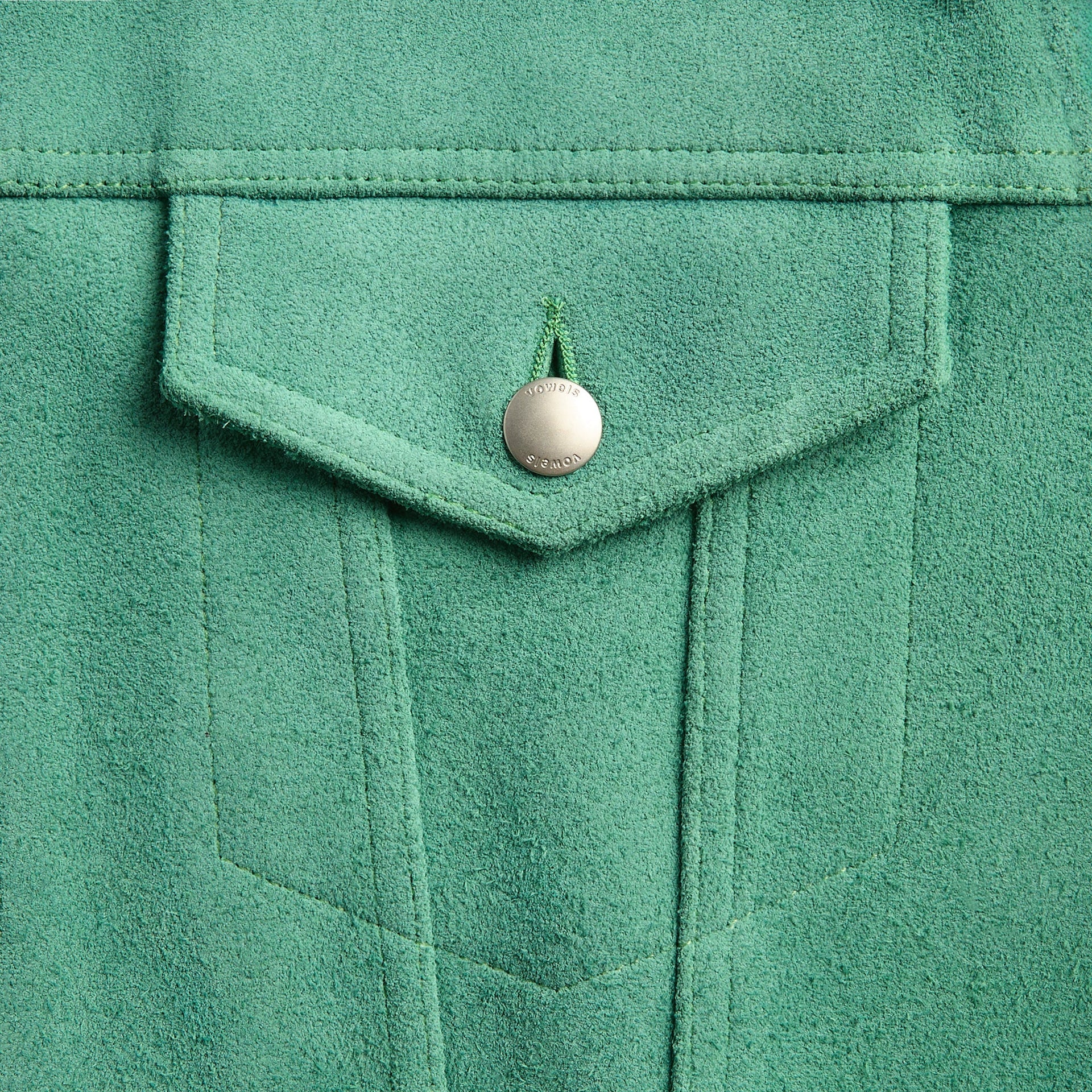 vowels Suede Trucker Jacket - Damp Green