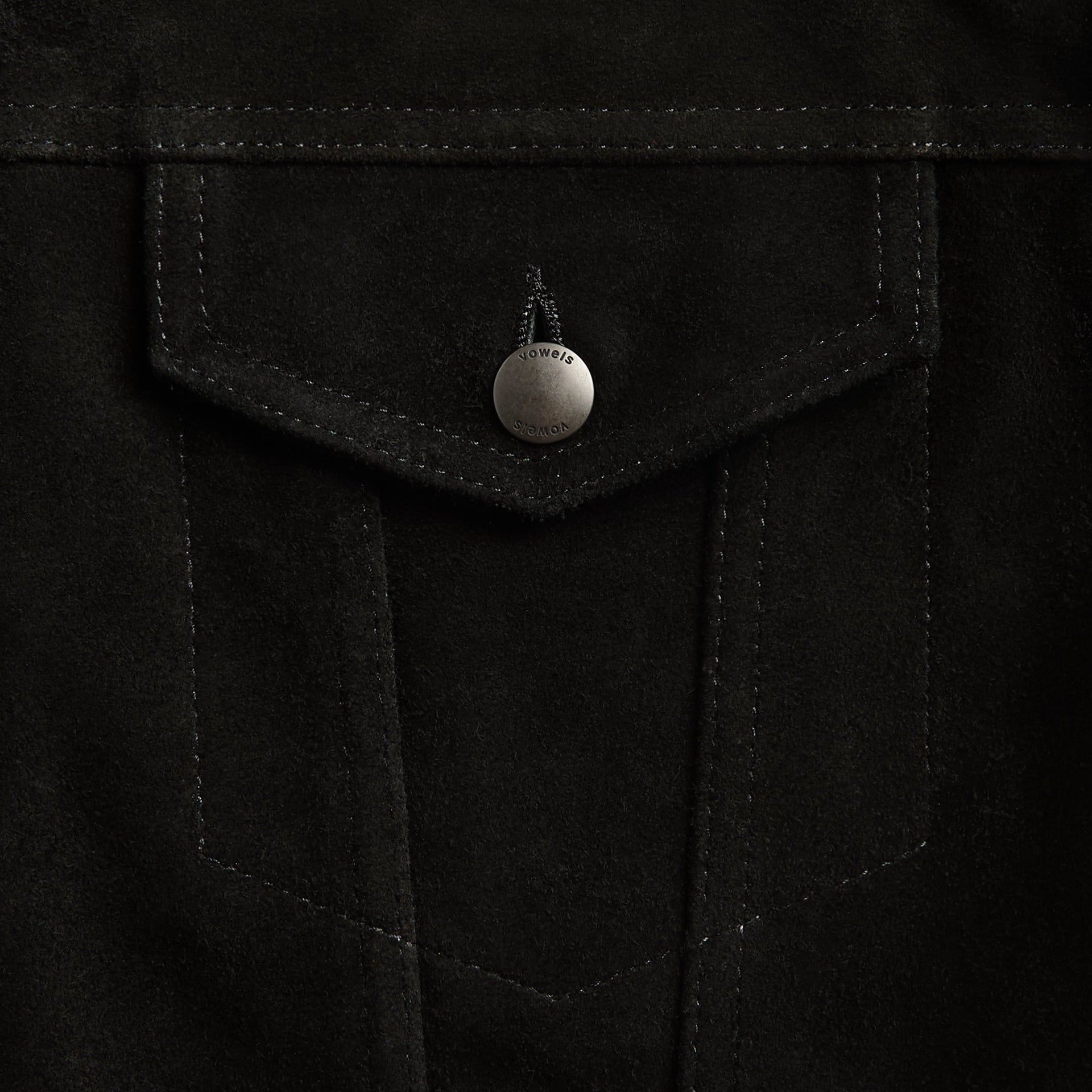 vowels Suede Trucker Jacket - Black