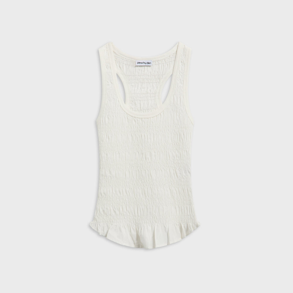Peachy Den Deba Shirred Tank Top - Porcelain