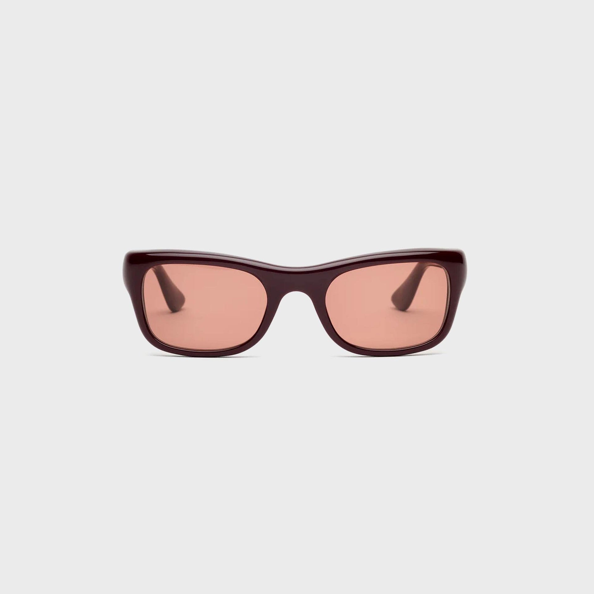 Port Tanger Dil sunglasses, Carmesi burgundy acetate rectangular frame with tobacco tinted lenses, front view