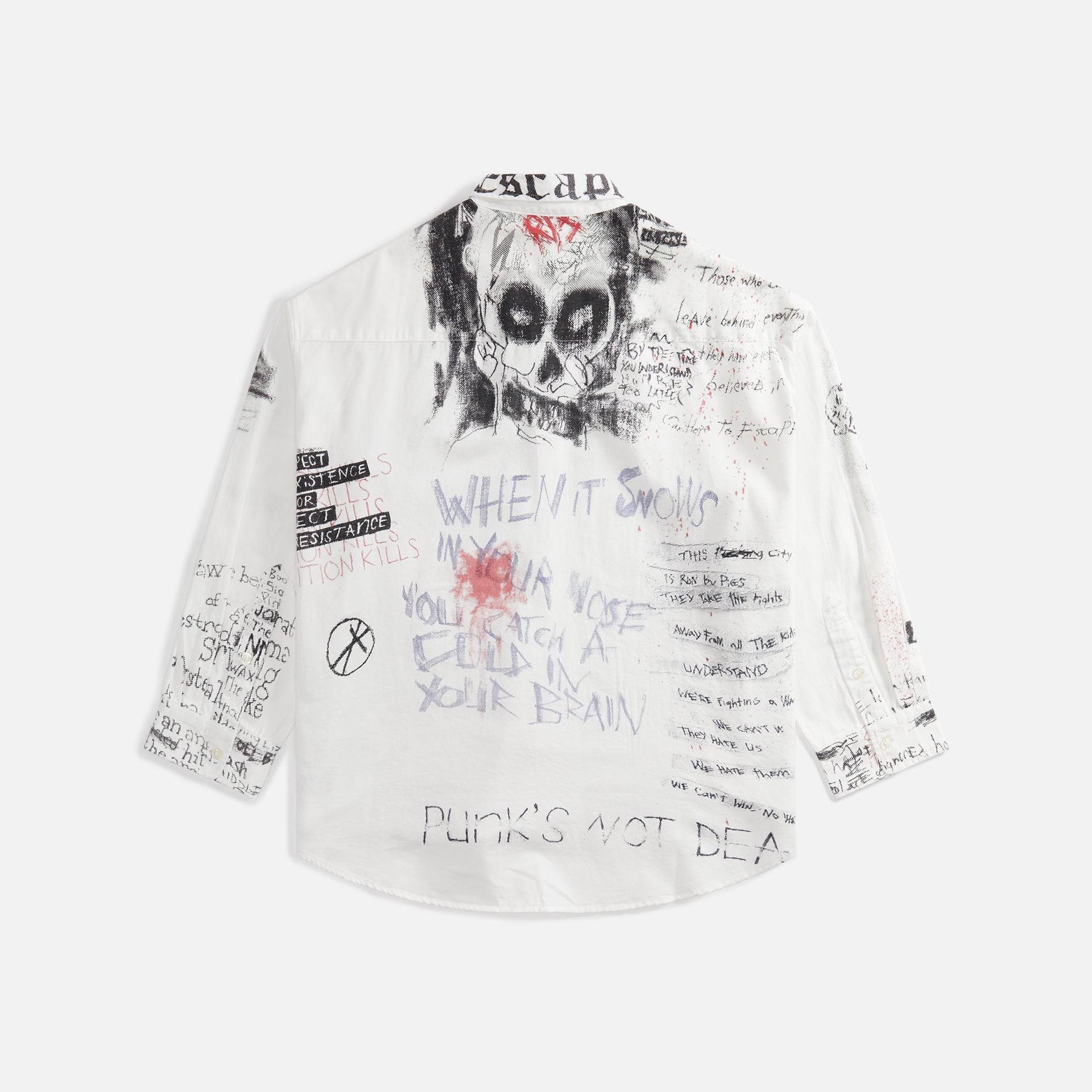 R13 Drop Neck Shirt - Doodles On White