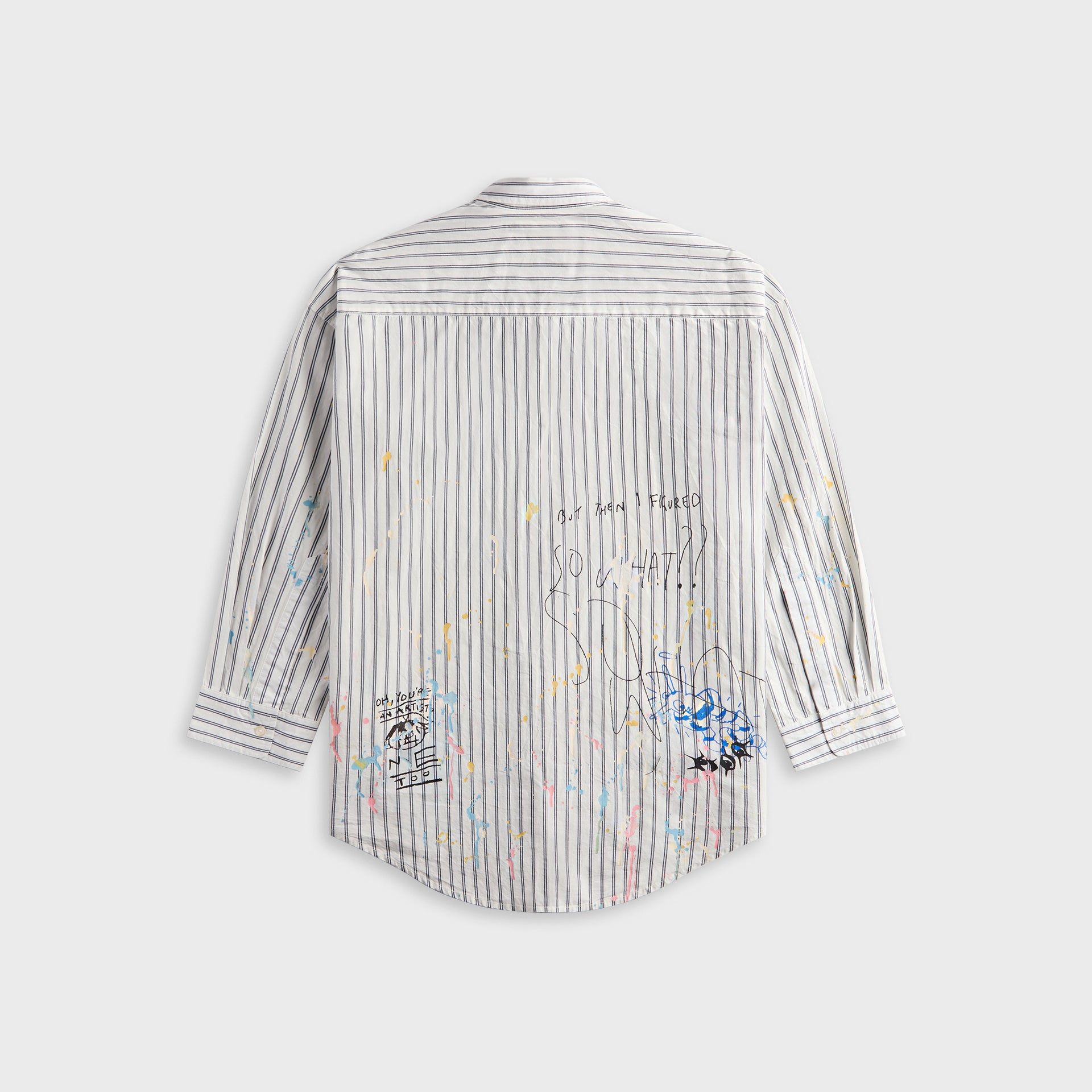 R13 Drop Neck Shirt - Navy Stripe / Paint Splatter Scribbles