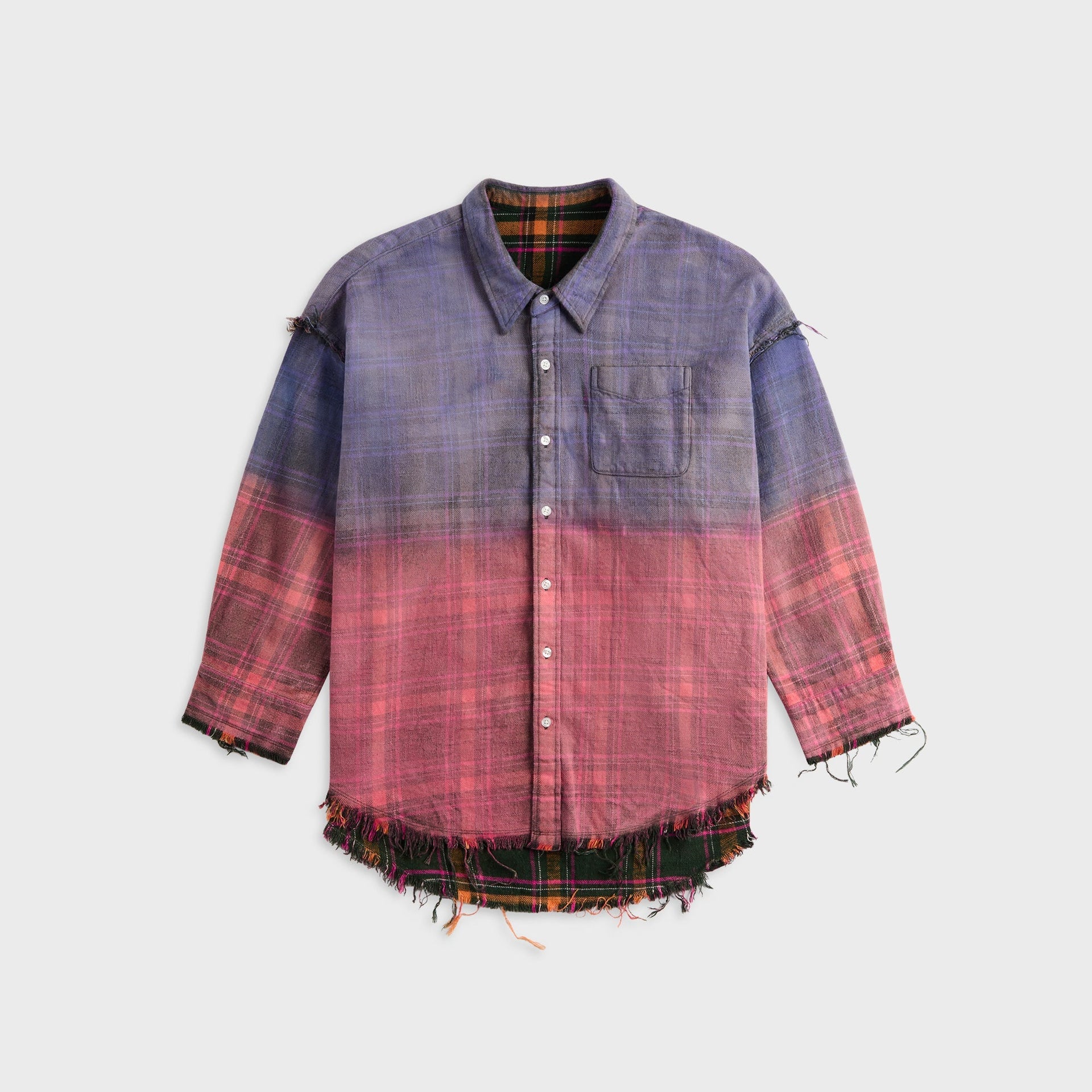 R13 Reversible Shredded Seam Drop Neck Shirt - Purple Multi