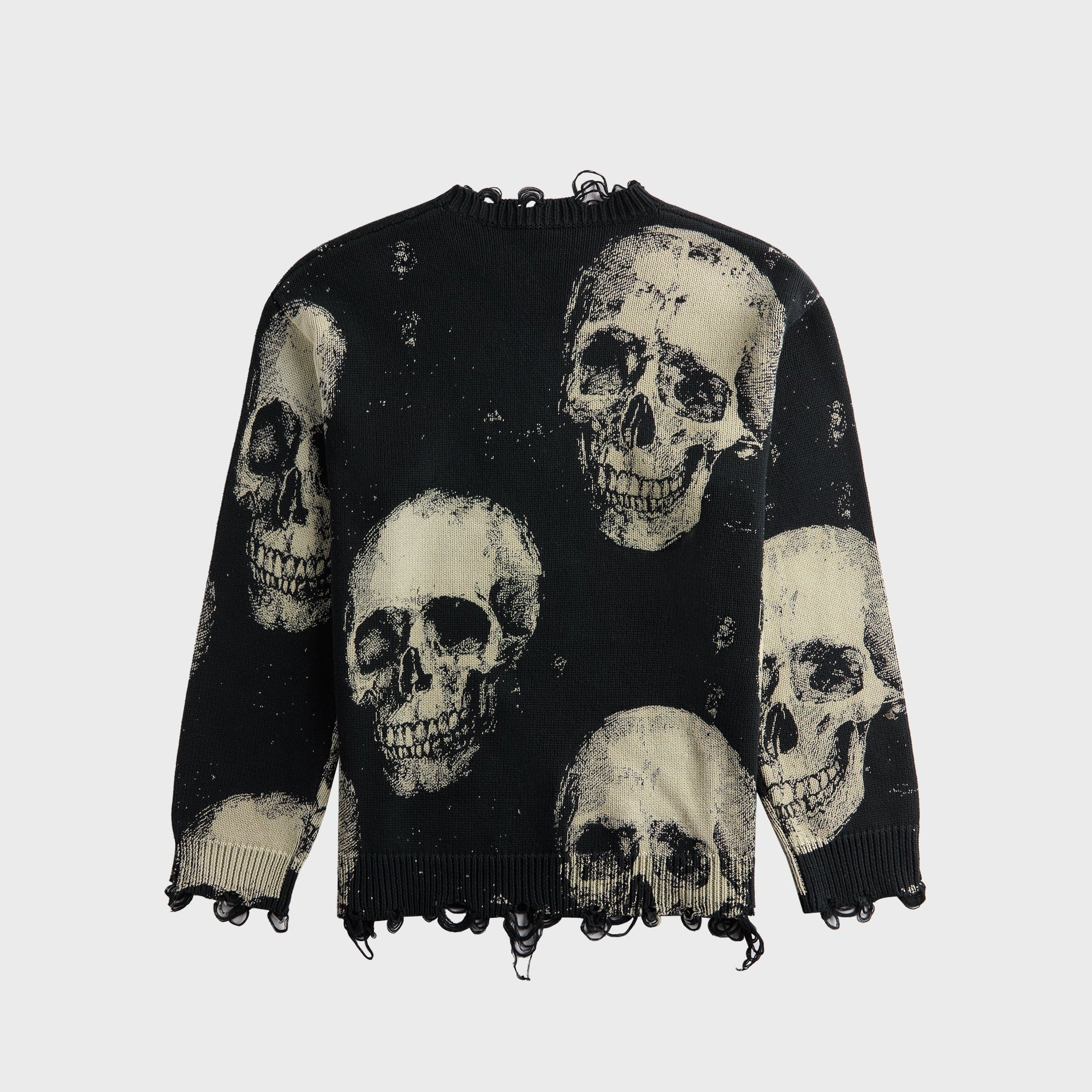 R13 Printed Boyfriend Sweater - Skulls On Black