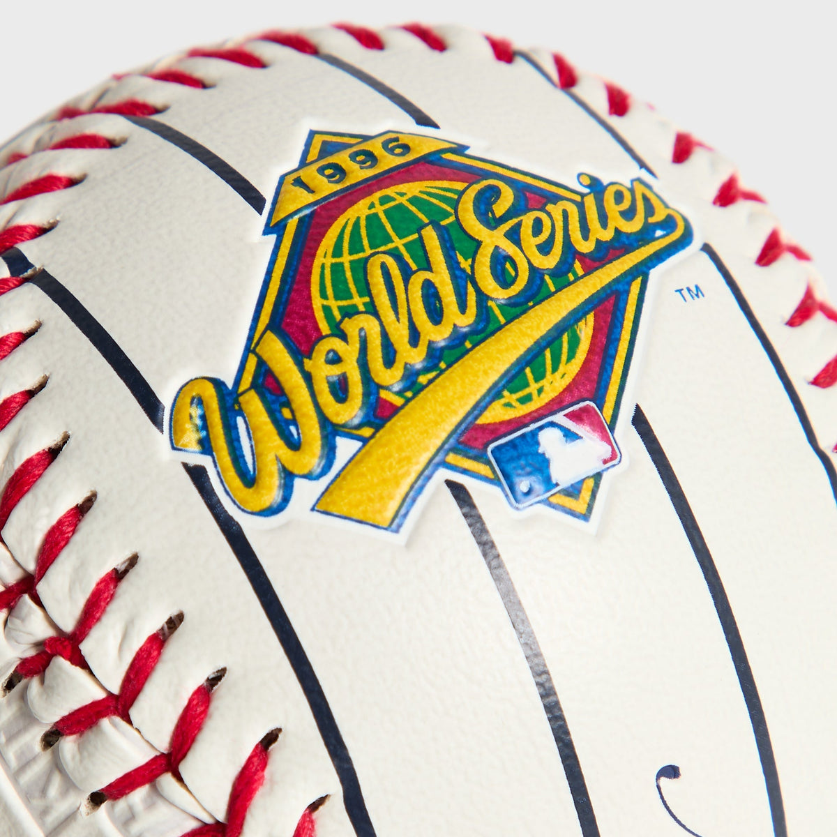 Kith & Rawlings Commemorative Baseball - close-up detail of embroidered 1996 World Series patch