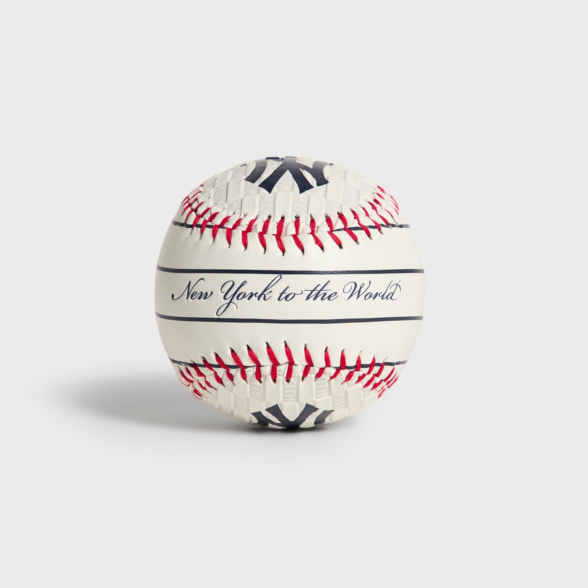 Kith & Rawlings Commemorative Baseball - view showing "New York to the World" script text panel
