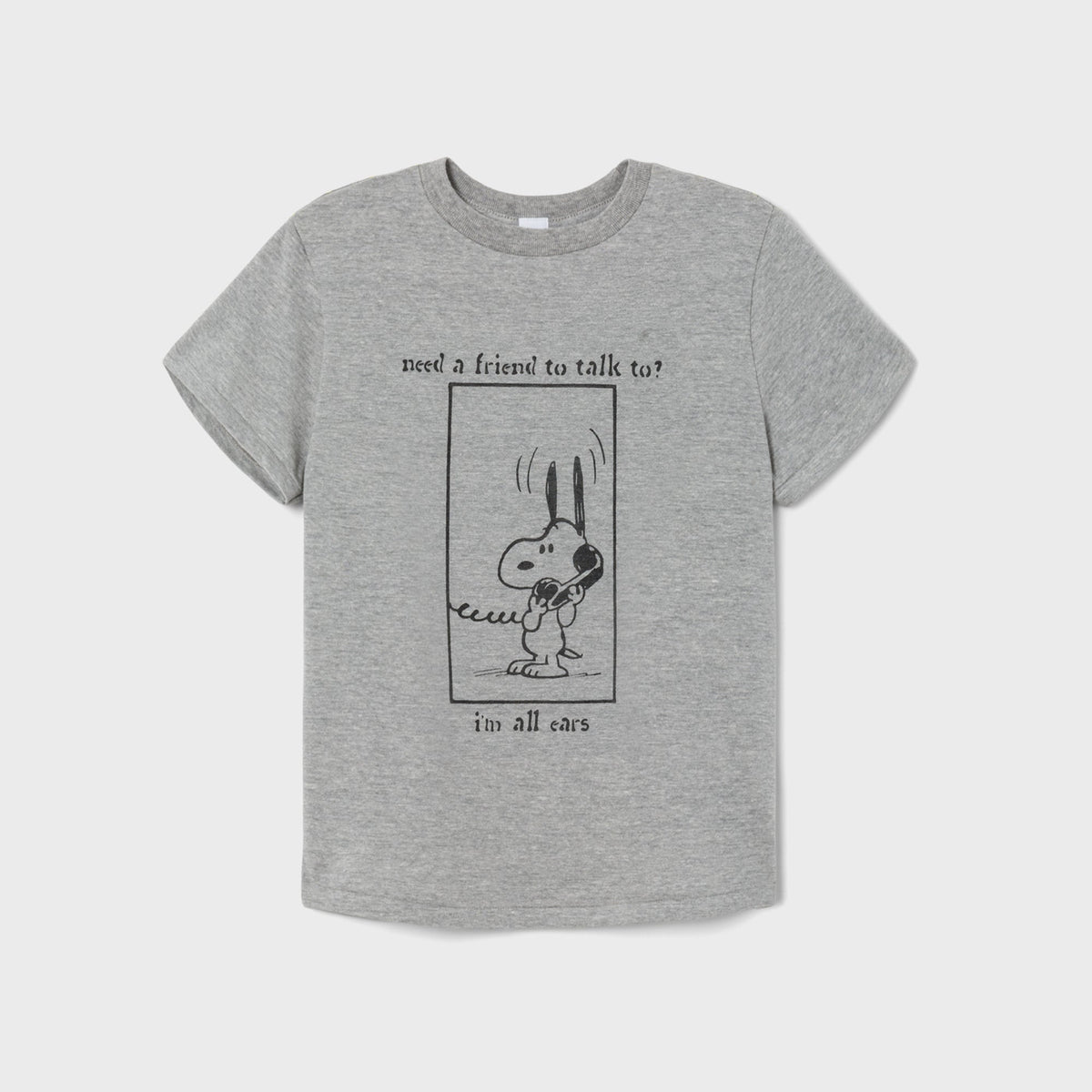 ReDone Classic Snoopy All Ears Tee in Heather Grey