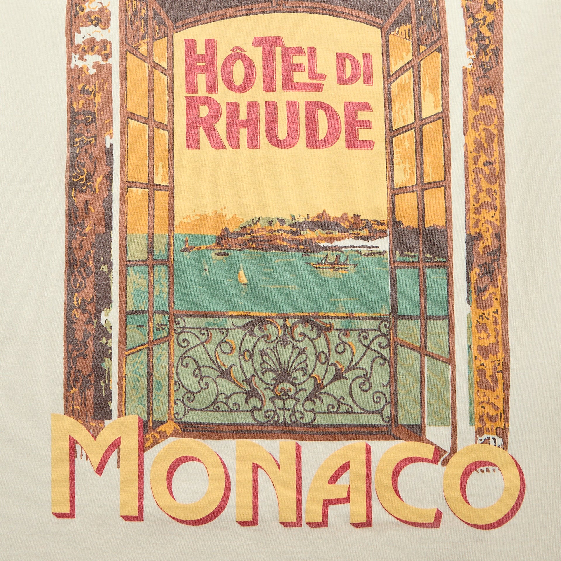 Rhude Hotel Di Monaco Tee in Vintage White