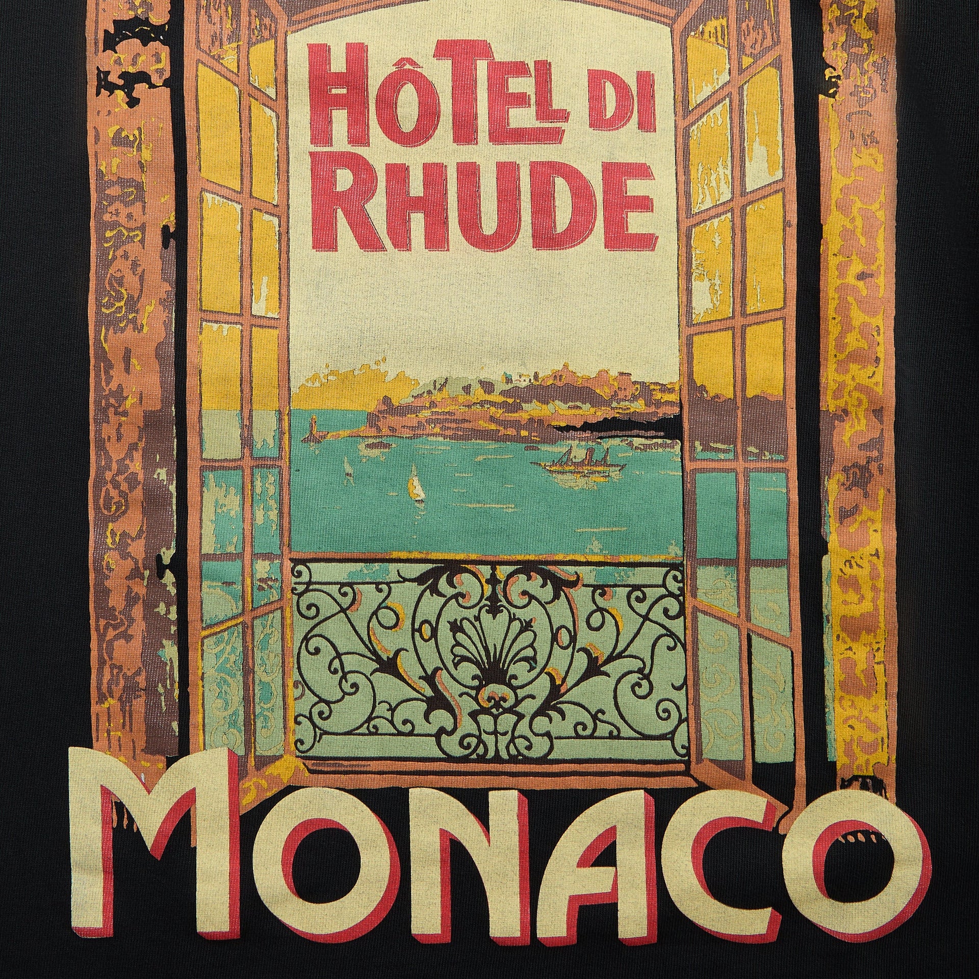 Rhude Hotel Di Monaco Tee in Vintage Black