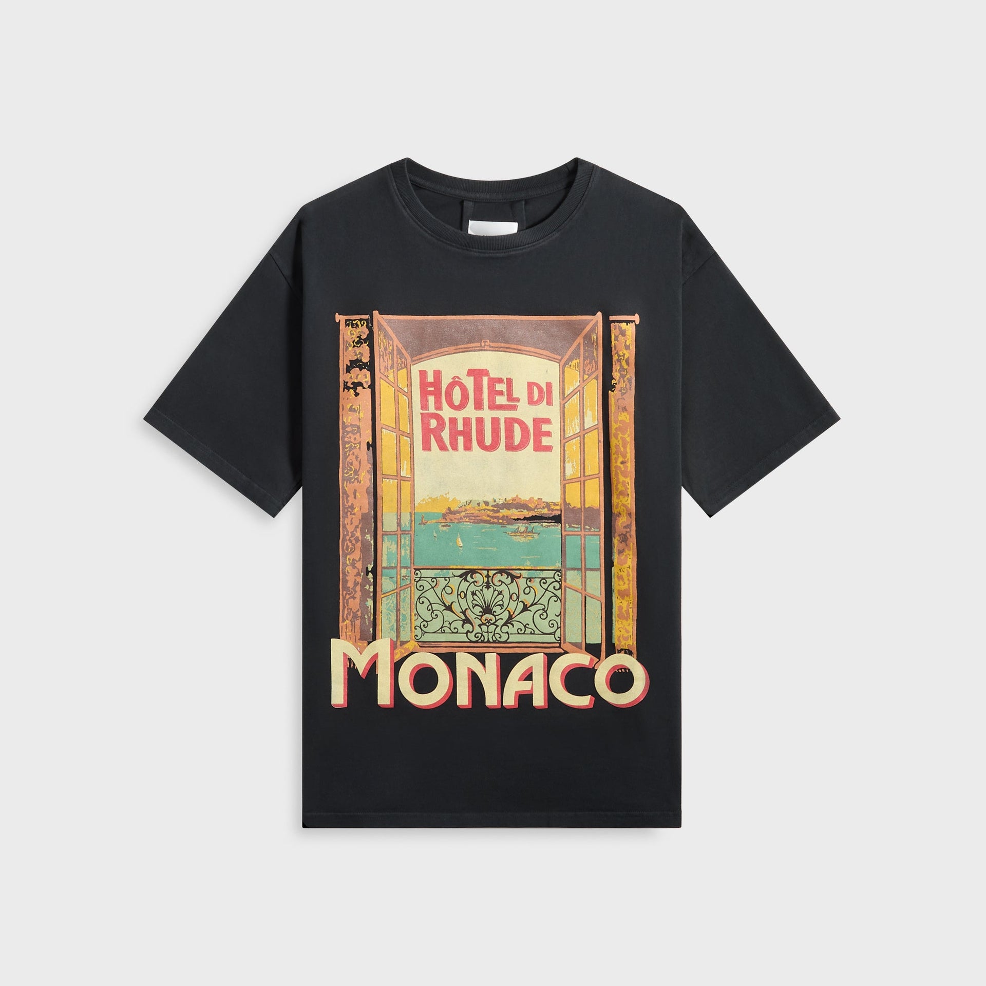 Rhude Hotel Di Monaco Tee in Vintage Black