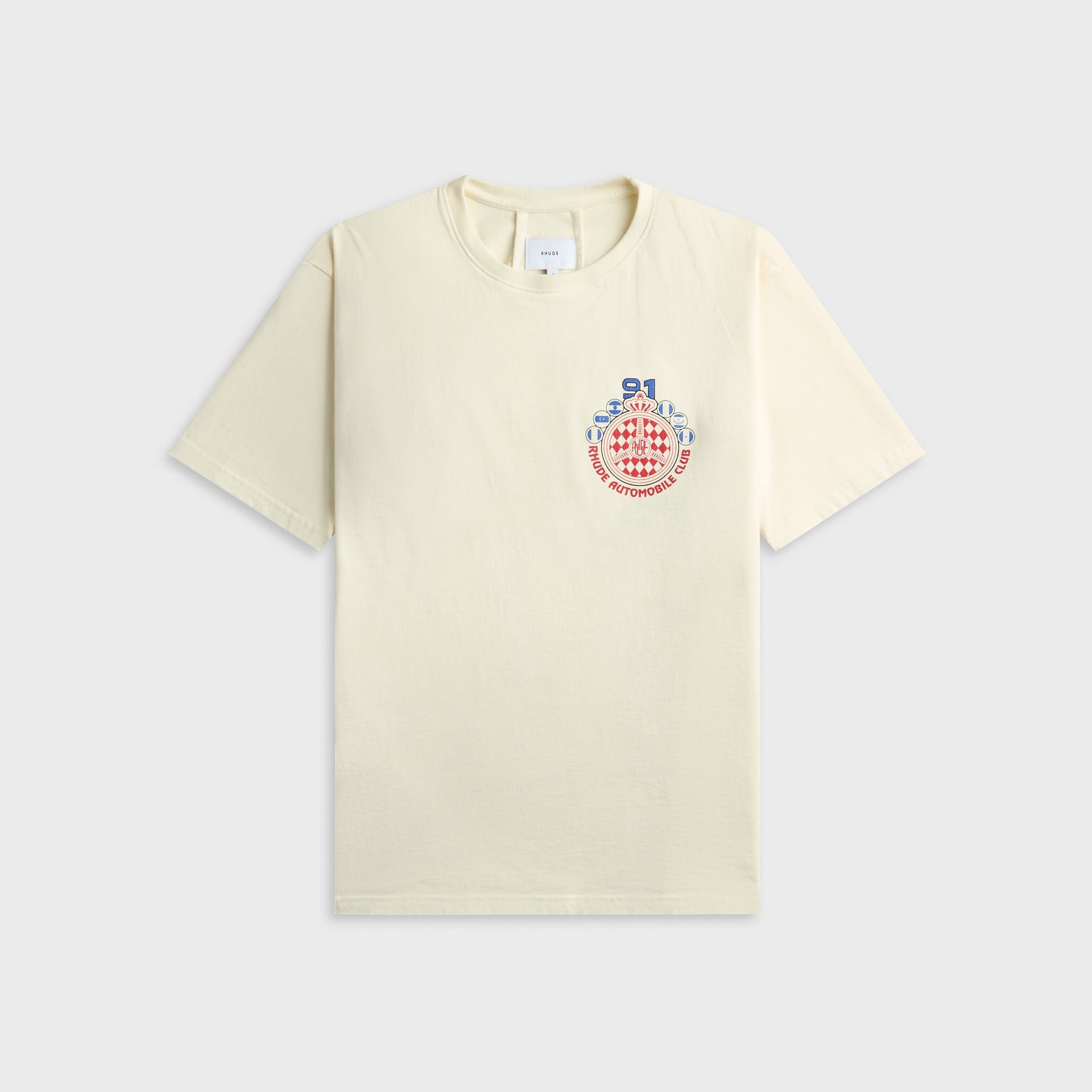 Rhude Automobile Club Tee - Vintage White / Red