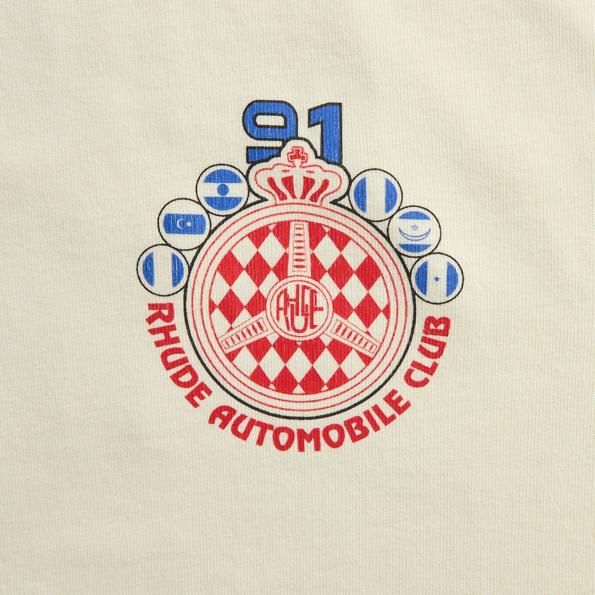 Rhude Automobile Club Tee - Vintage White / Red