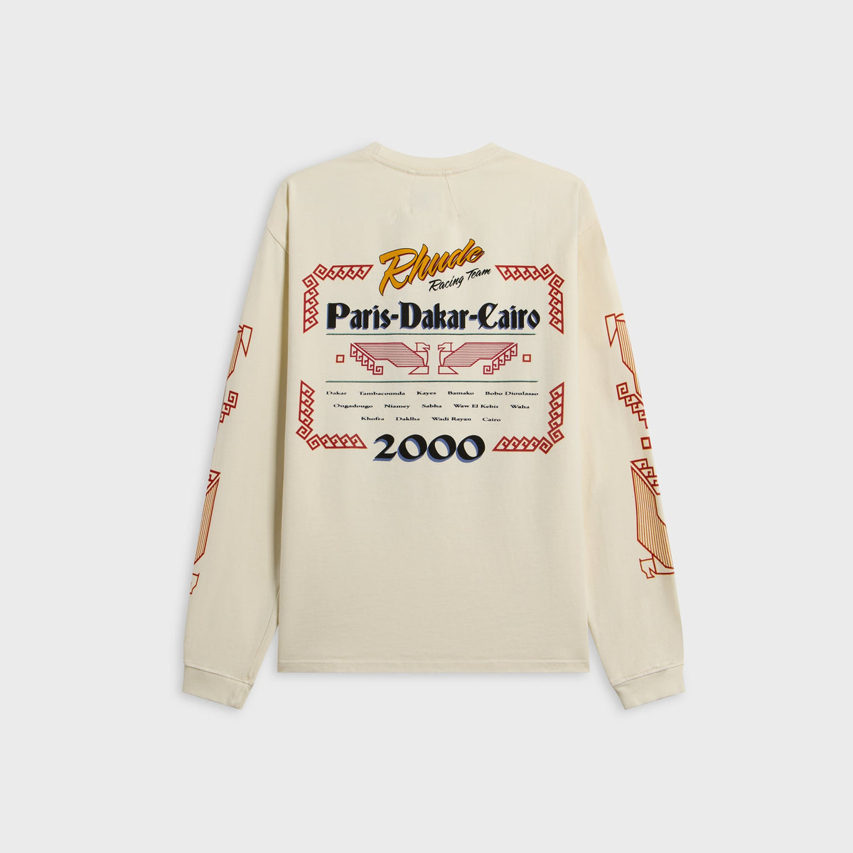 Rhude Legends Of Dakar Long Sleeve Slub Tee - Vintage White