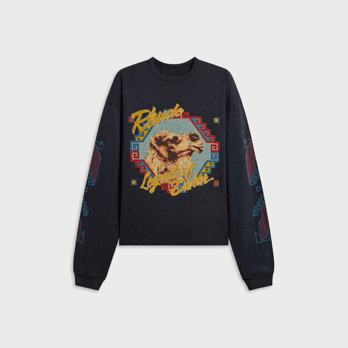 Rhude Legends Of Dakar Long Sleeve Slub Tee - Black