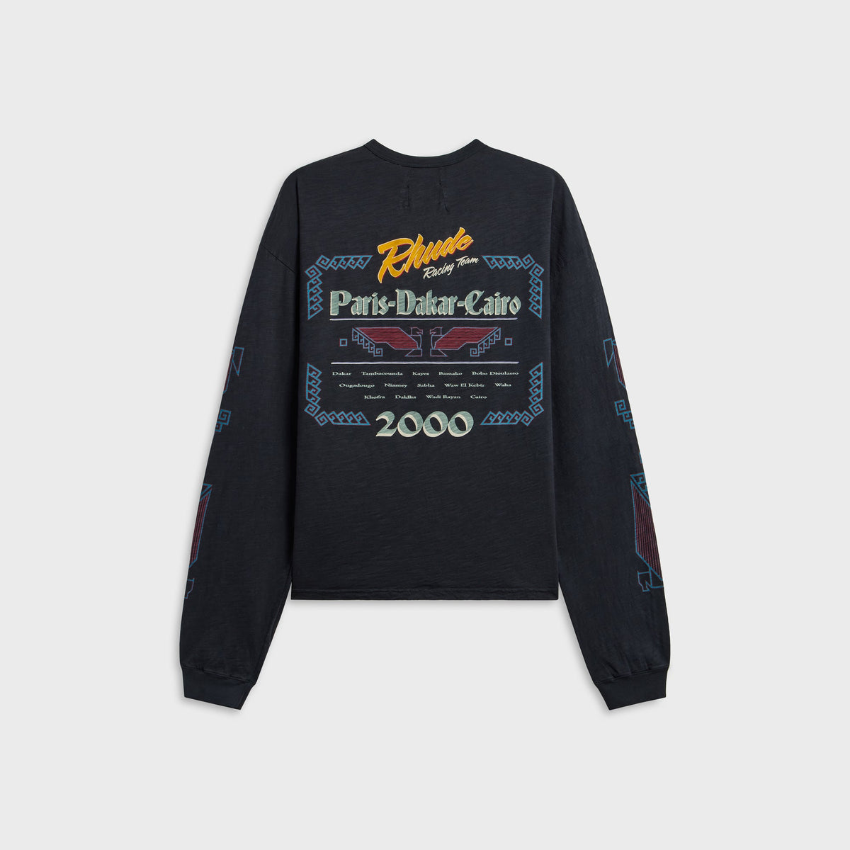 Rhude Legends Of Dakar Long Sleeve Slub Tee - Black