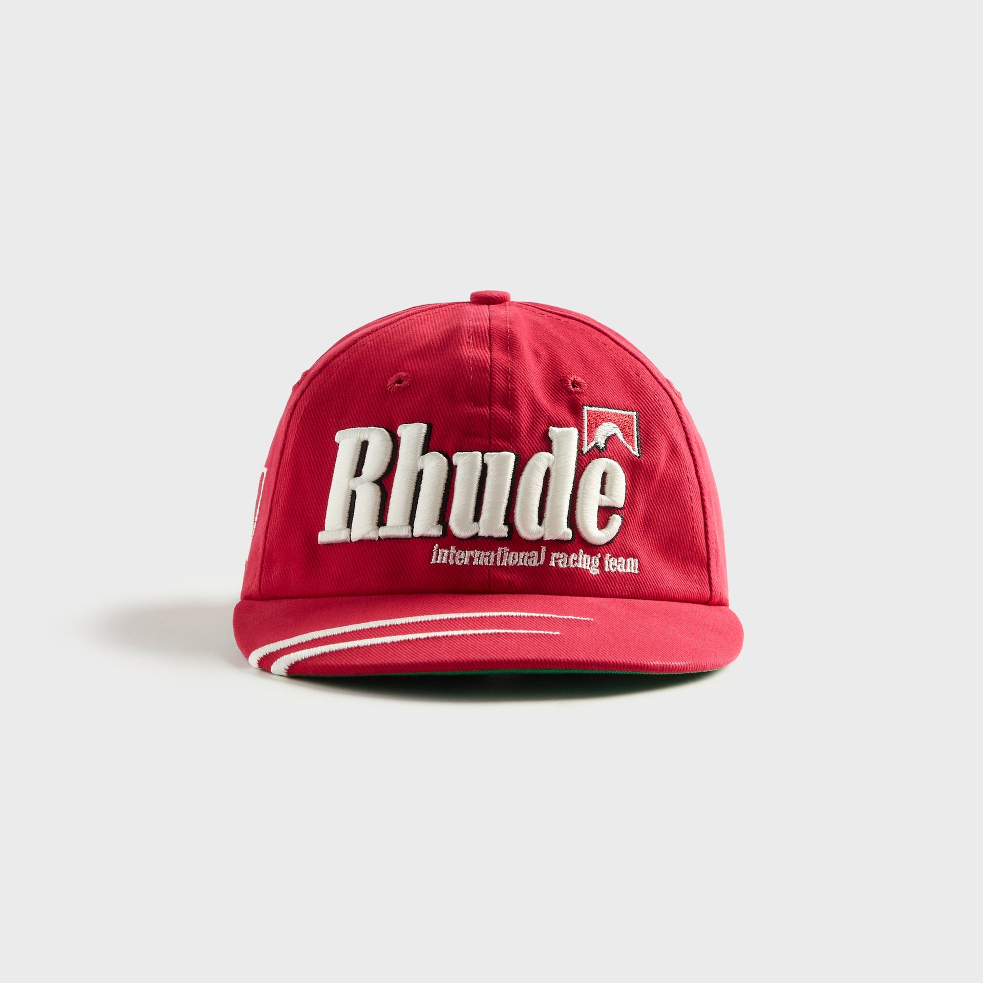 Rhude Moonlight Dual Stripe Curved Brim Hat - Red / White