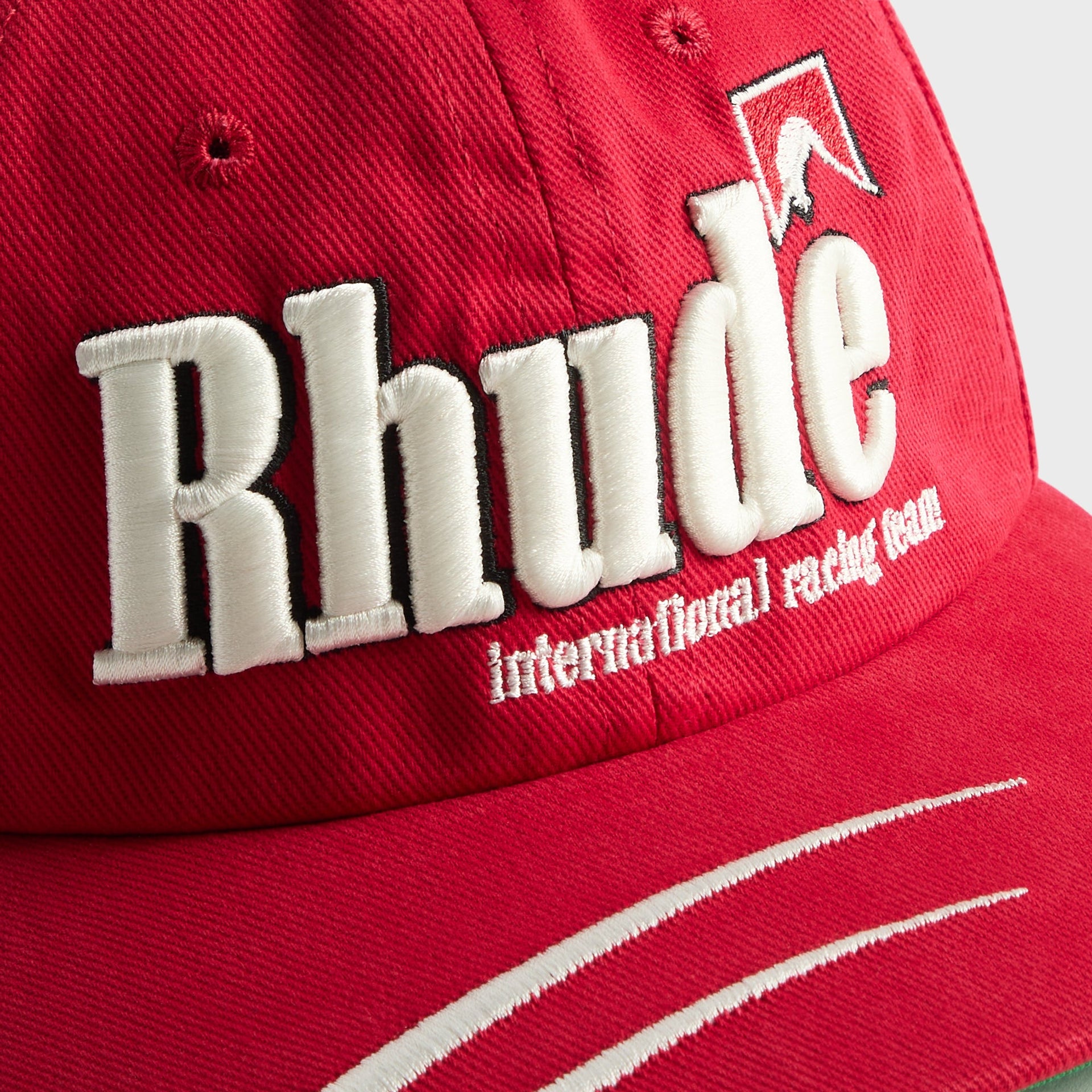 Rhude Moonlight Dual Stripe Curved Brim Hat - Red / White