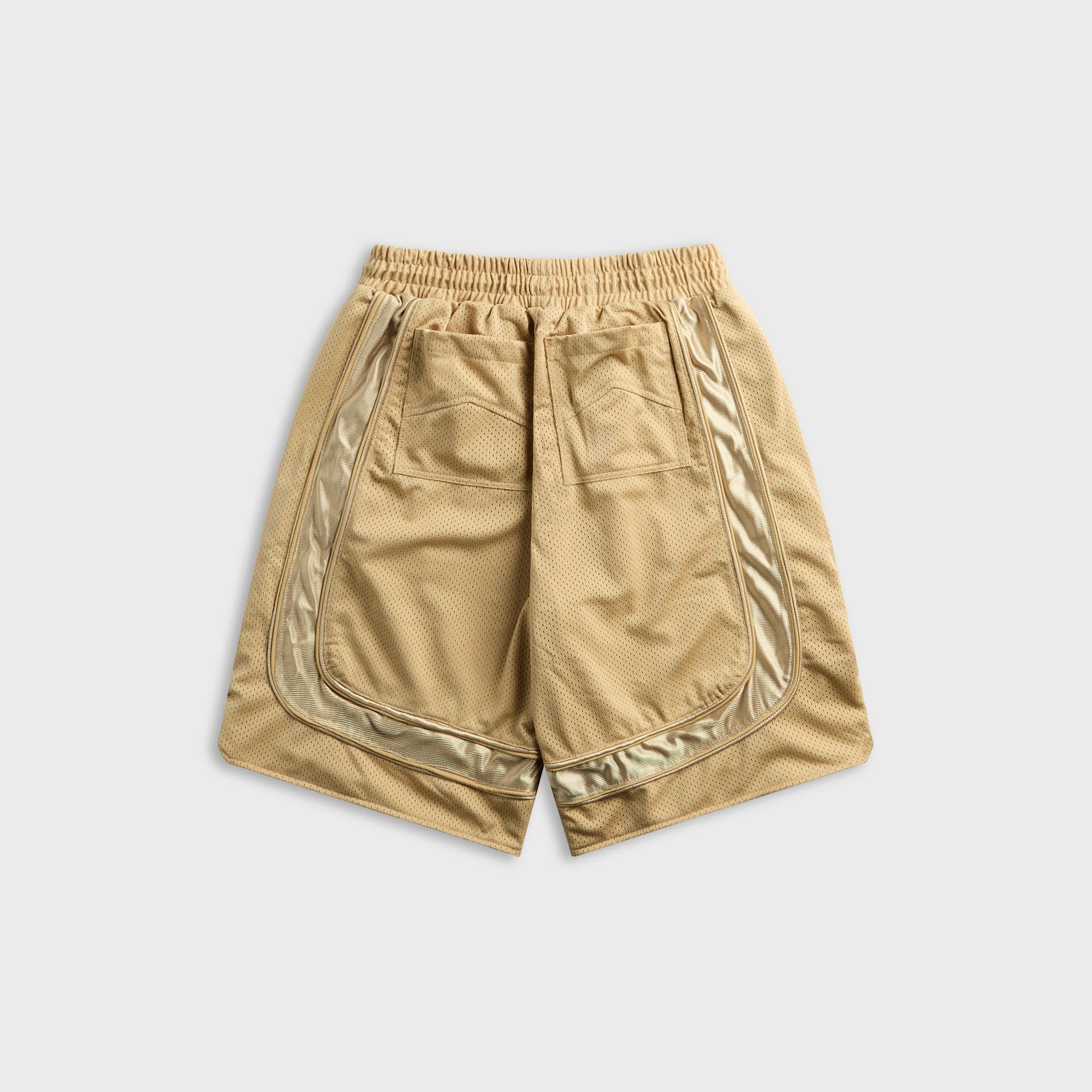 Rhude Baggy Collegiate Logo Short - Tan / Gold