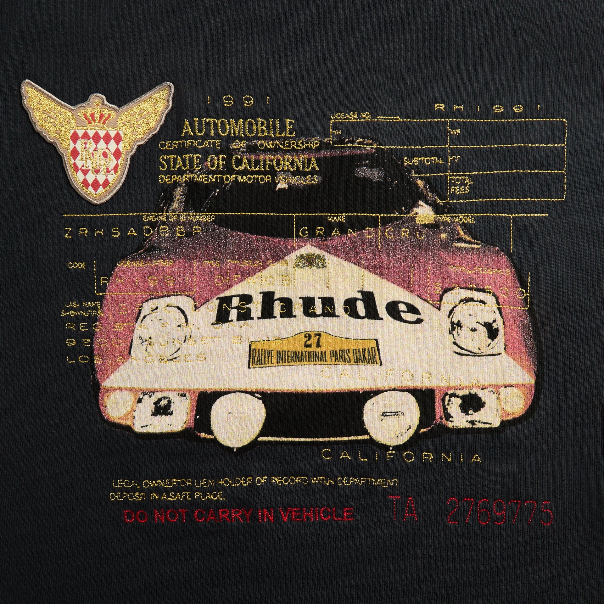 Rhude Slip Tee - Vintage Black / White / Red