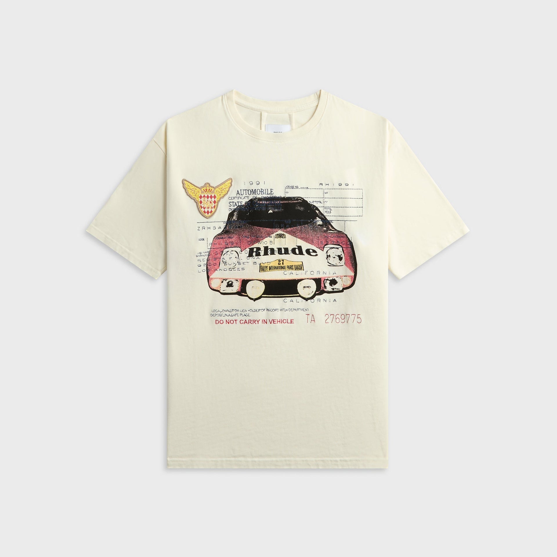 Rhude Slip Tee - Vintage White / Black / Red