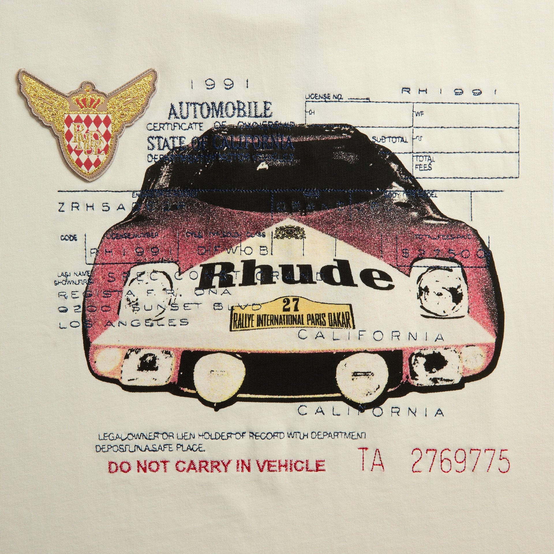 Rhude Slip Tee - Vintage White / Black / Red