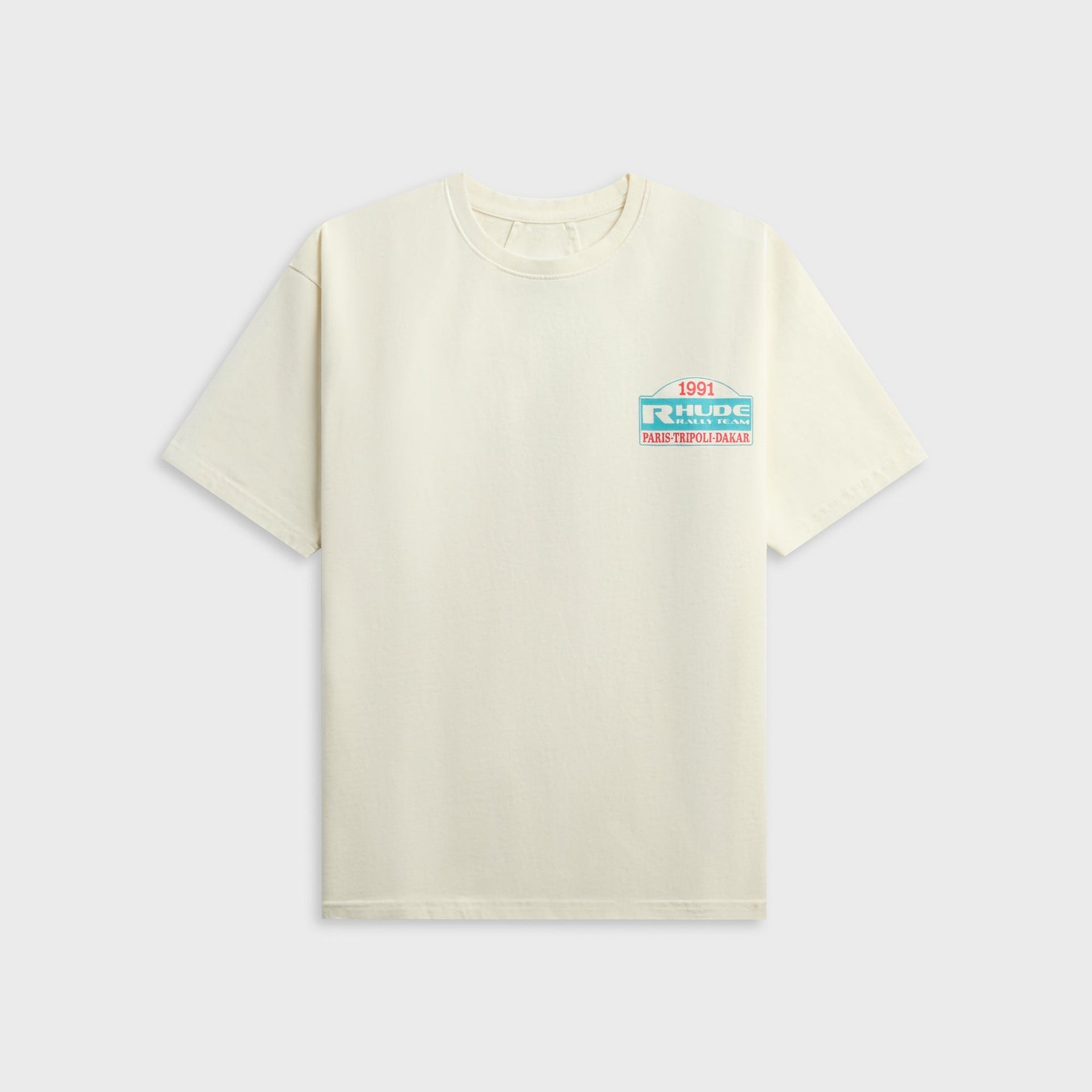 Rhude Tripoli Rally Team Tee - Vintage White / Yellow