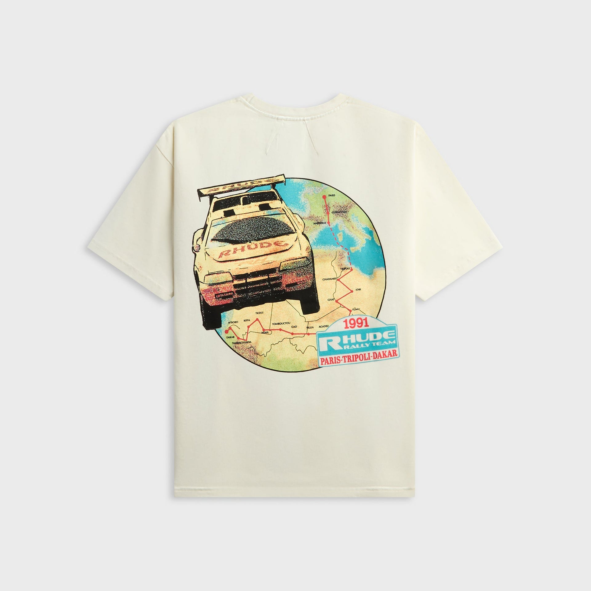 Rhude Tripoli Rally Team Tee - Vintage White / Yellow