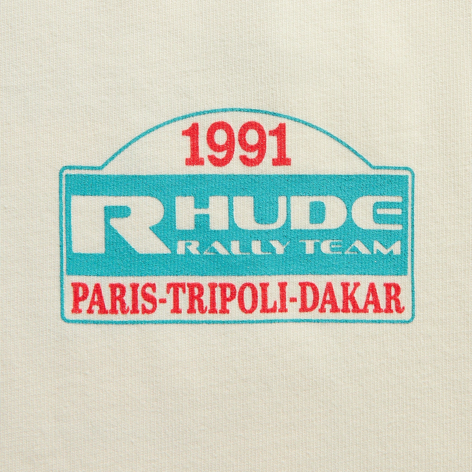 Rhude Tripoli Rally Team Tee - Vintage White / Yellow