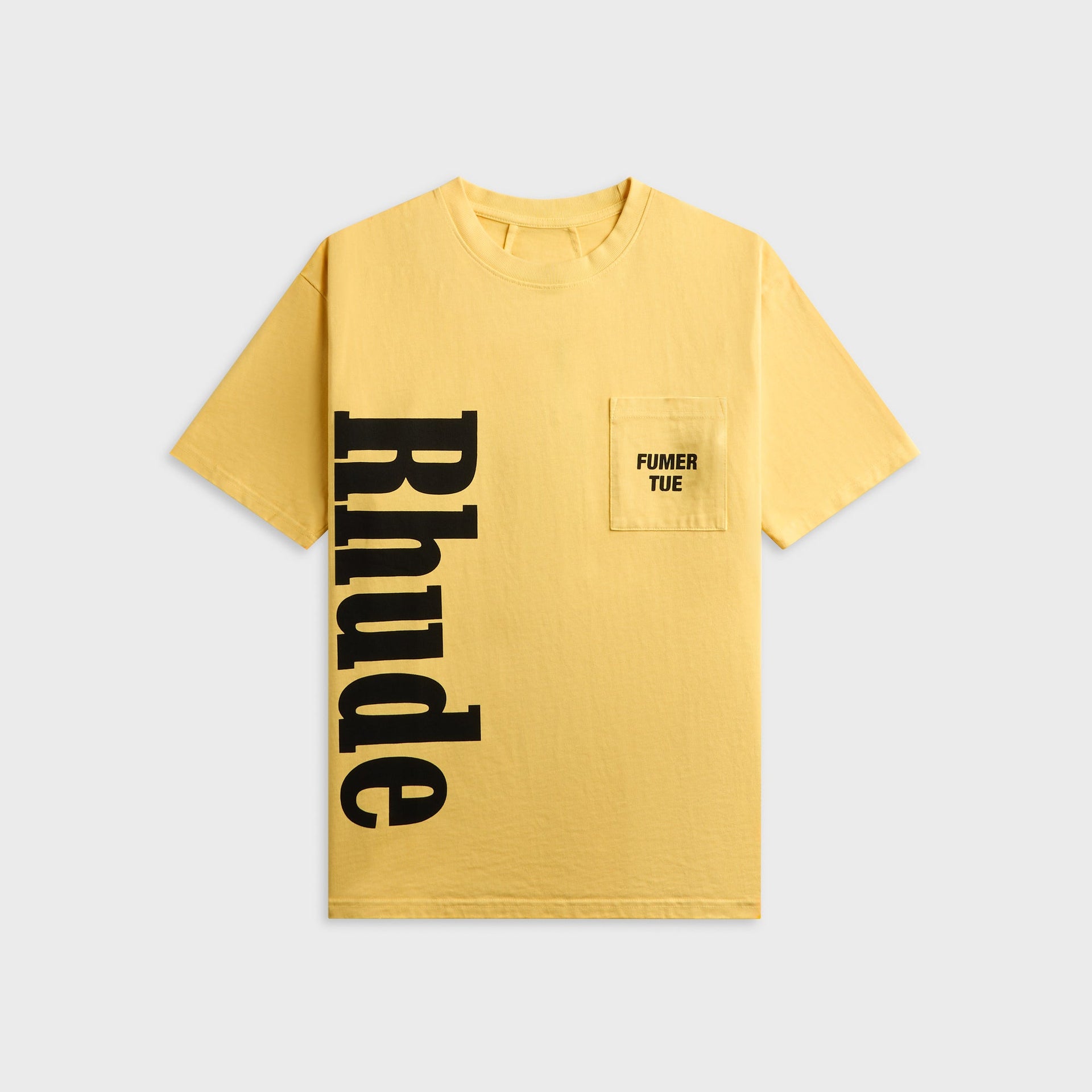 Rhude Logo Pocket Tee - Washed Sahara Yellow / Black