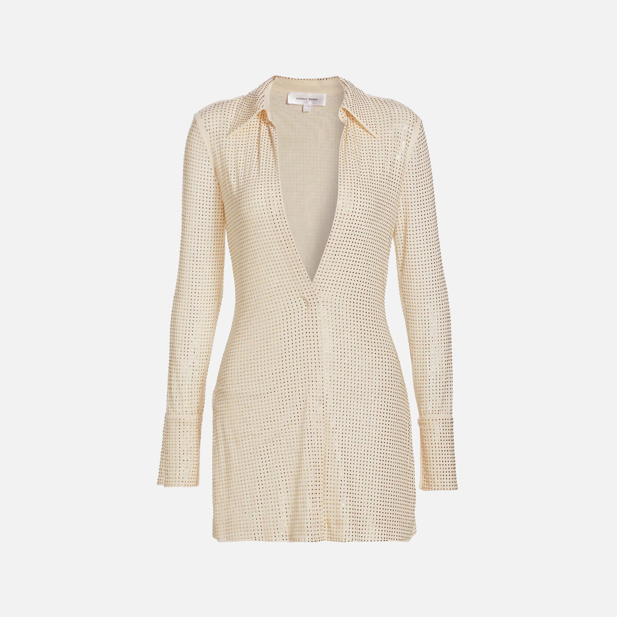 Ronny Kobo Alessia Rhinestone Mesh Dress - Buttercream