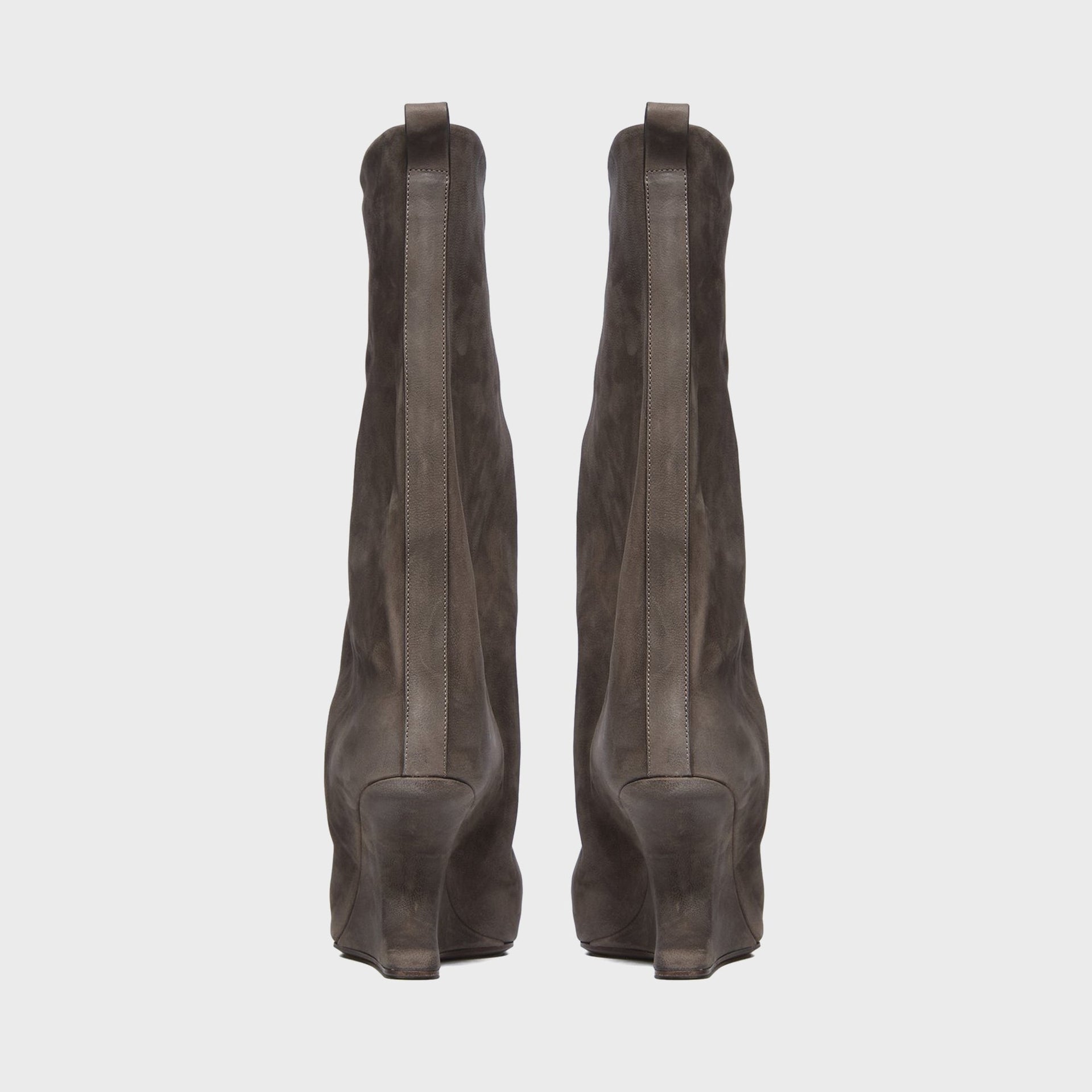 Rick Owens WMNS Cantilever Suede Peep Toe Boots - Dark Dust