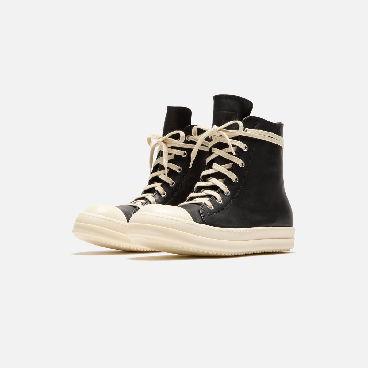 Rick Owens Scarpe In Pelle Sneakers - Black / Milk / Milk