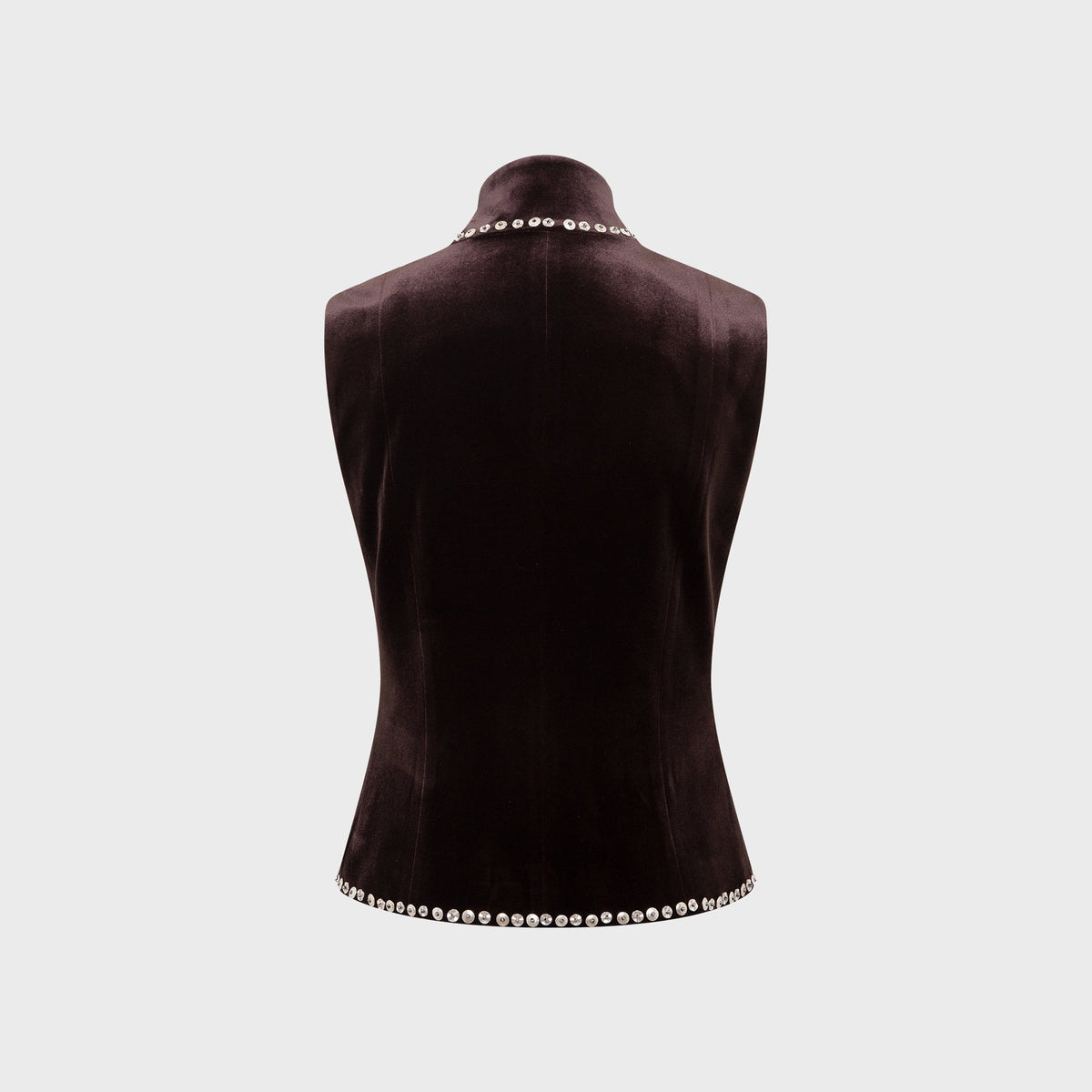 Siedres Vexa Studded Velvet Zip Vest - Brown