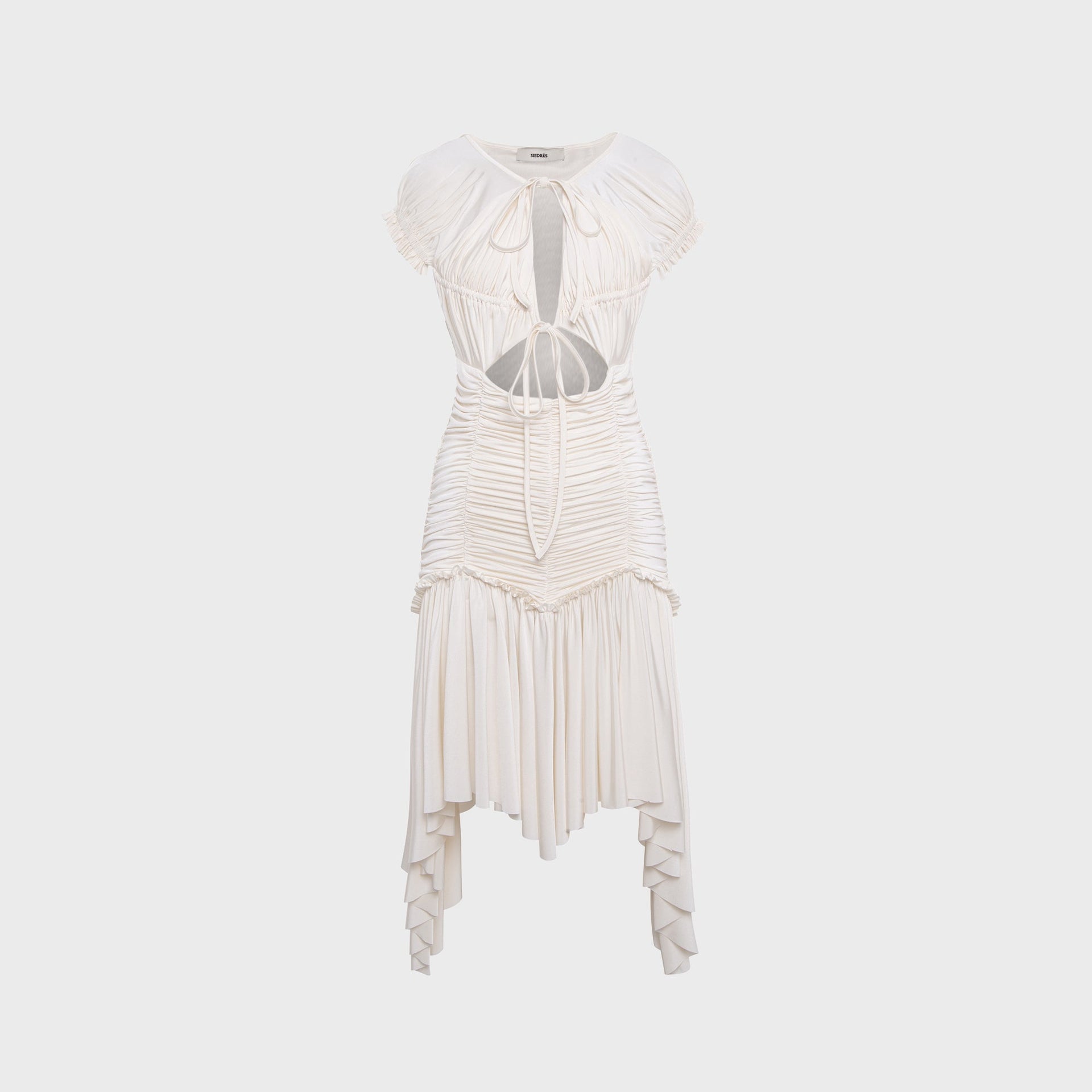 Siedres Penelope Ruched Asymmetric Jersey Dress - Ecru