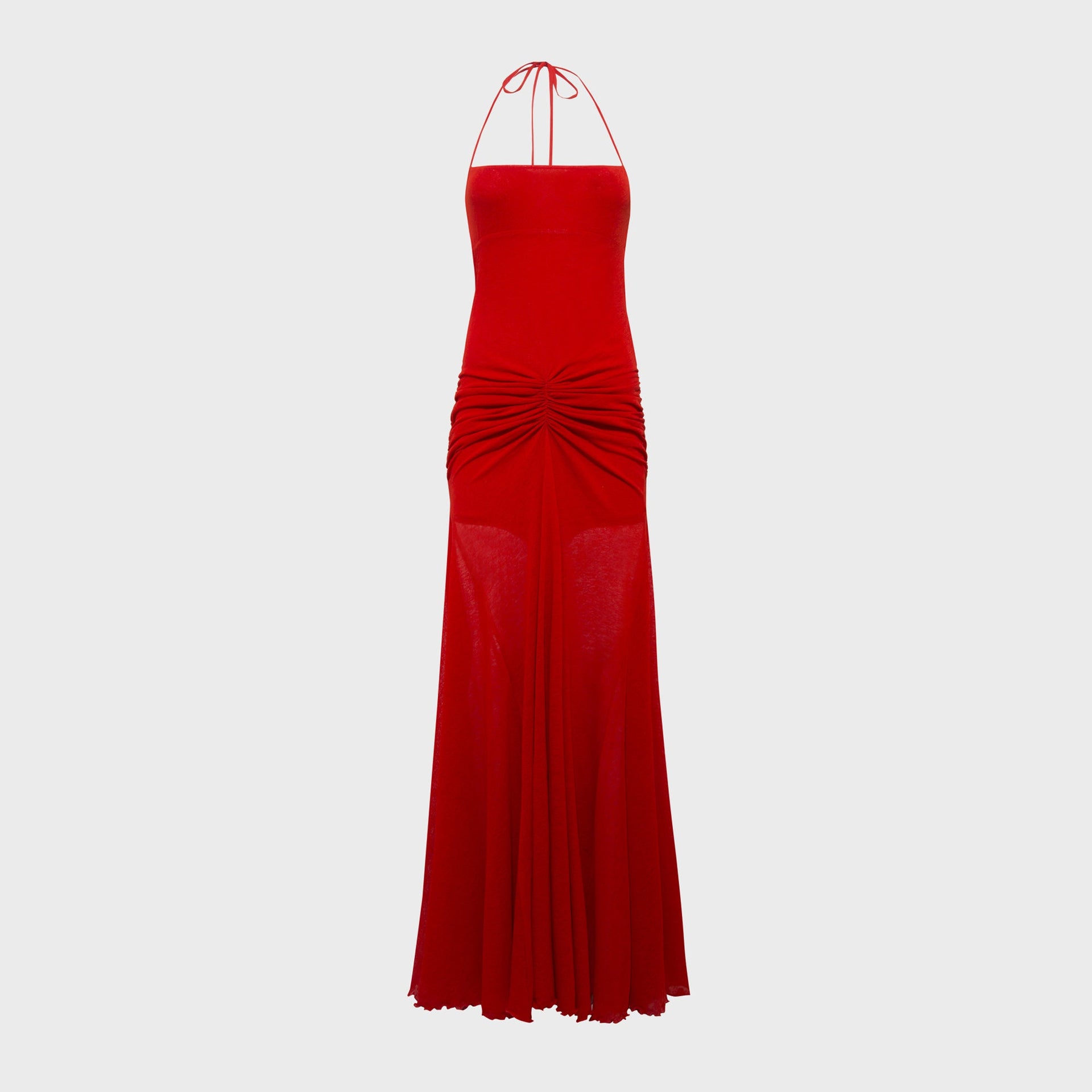 Siedres Nensi Ruched Mesh Maxi Dress - Red