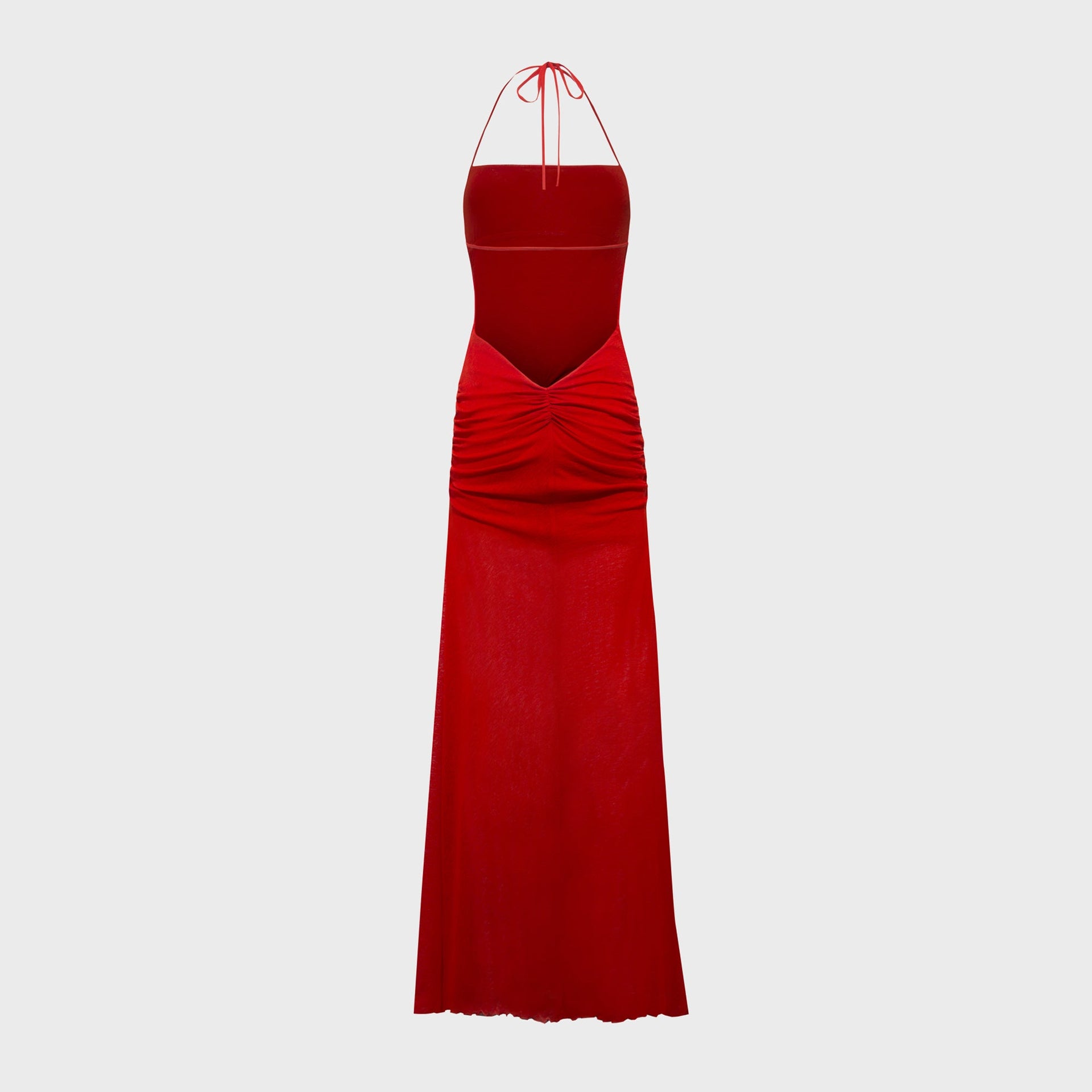 Siedres Nensi Ruched Mesh Maxi Dress - Red