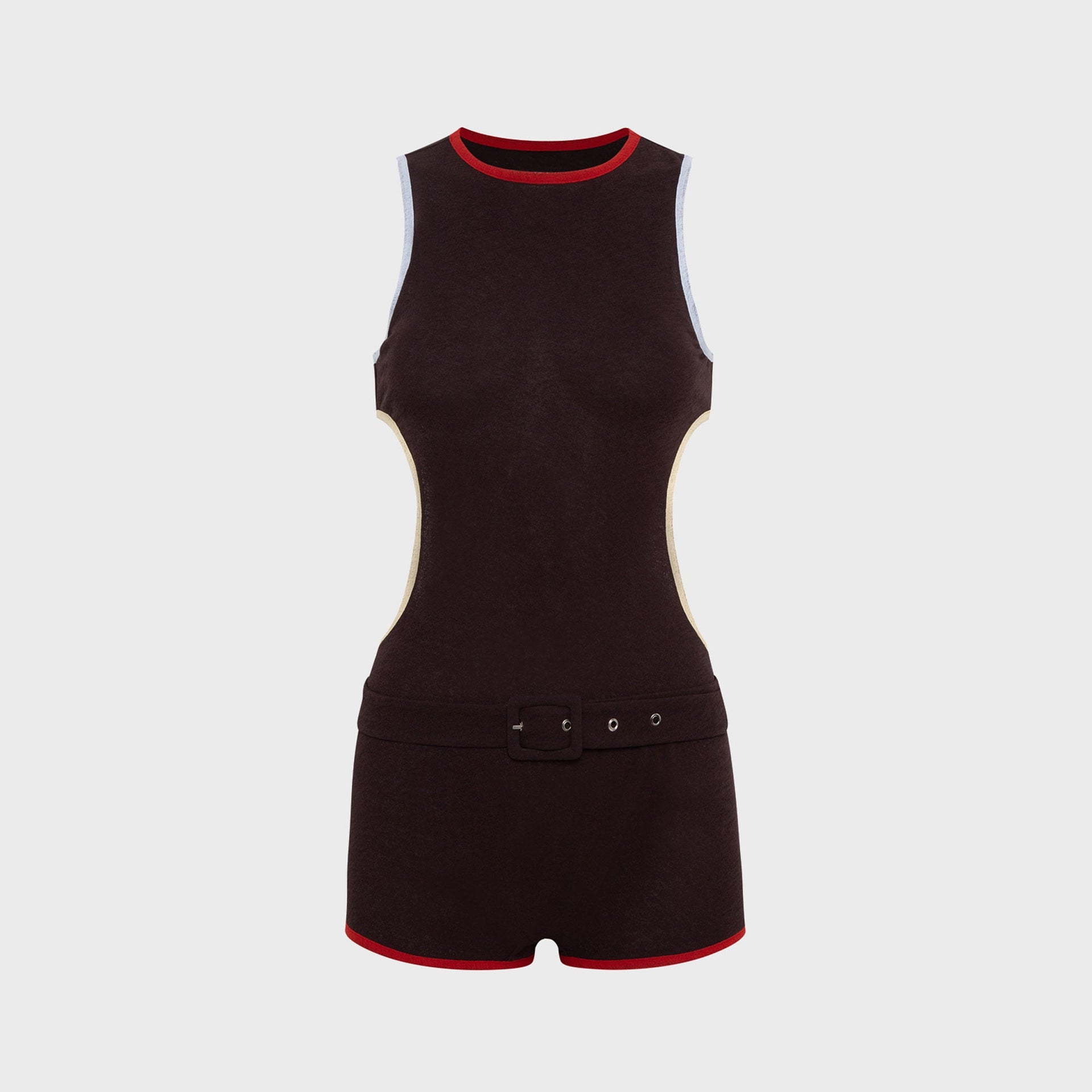 Siedres Lexi Contrast Trim Cut Out Jumpsuit - Brown