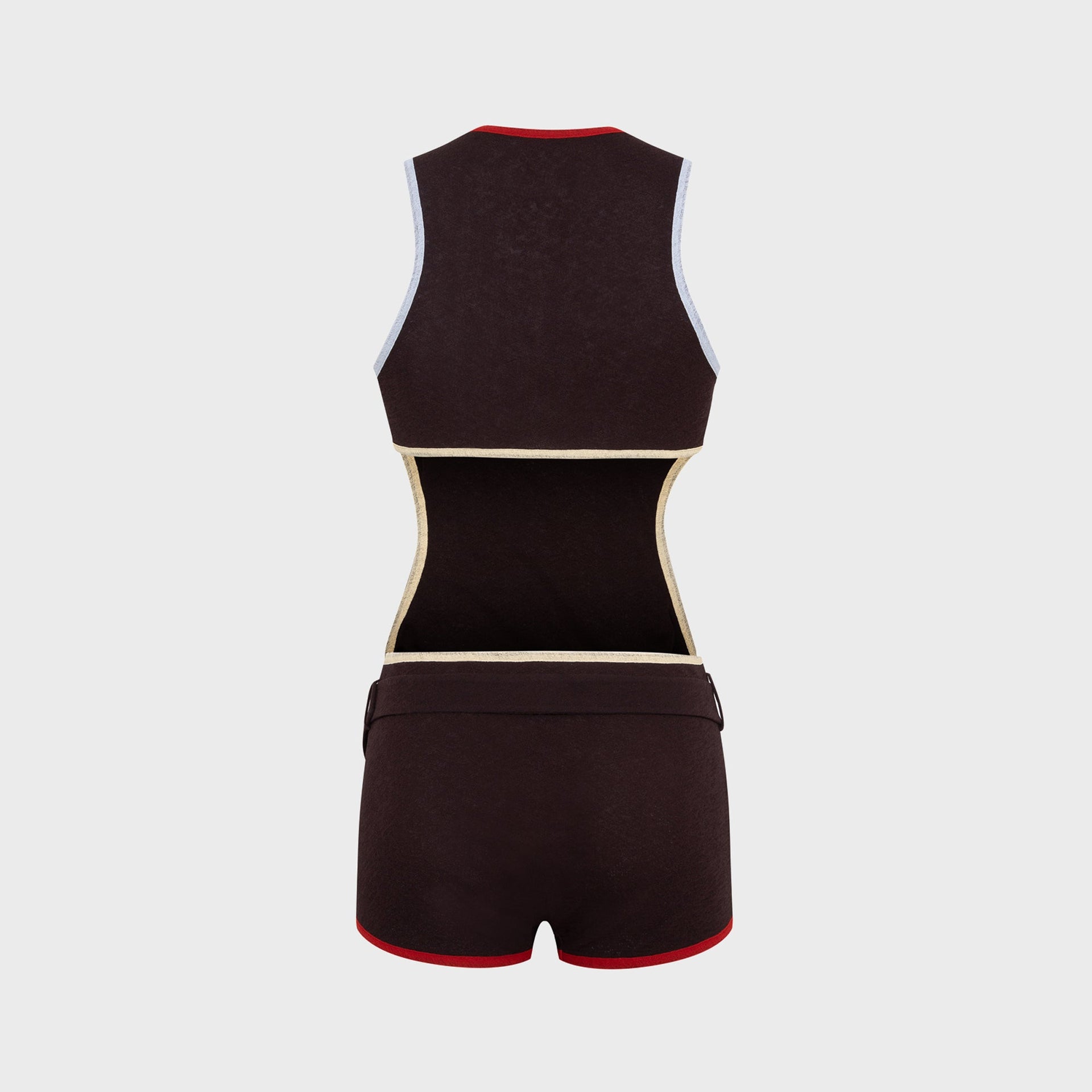 Siedres Lexi Contrast Trim Cut Out Jumpsuit - Brown