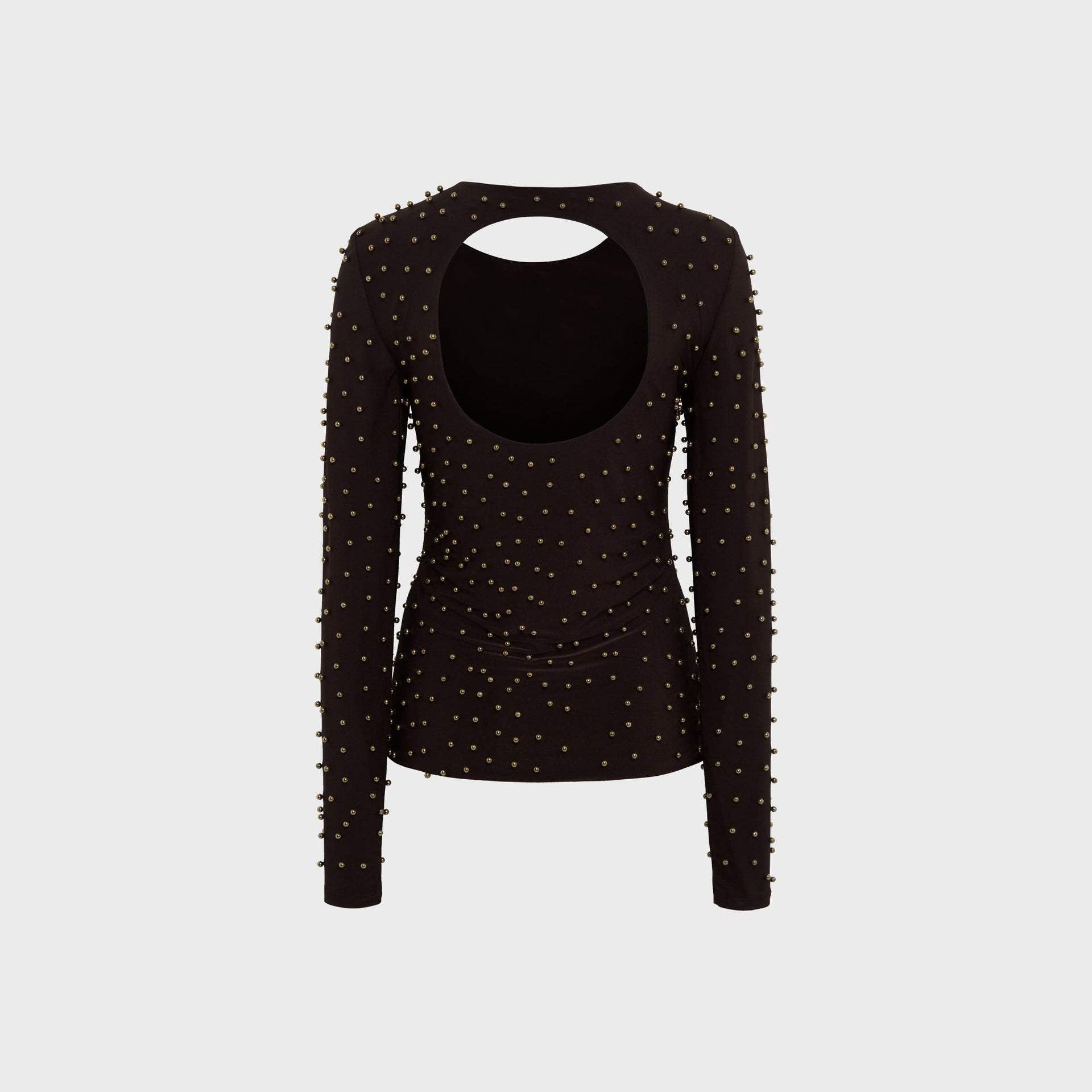Siedres Odel Studded Open Back Longsleeve Top - Brown