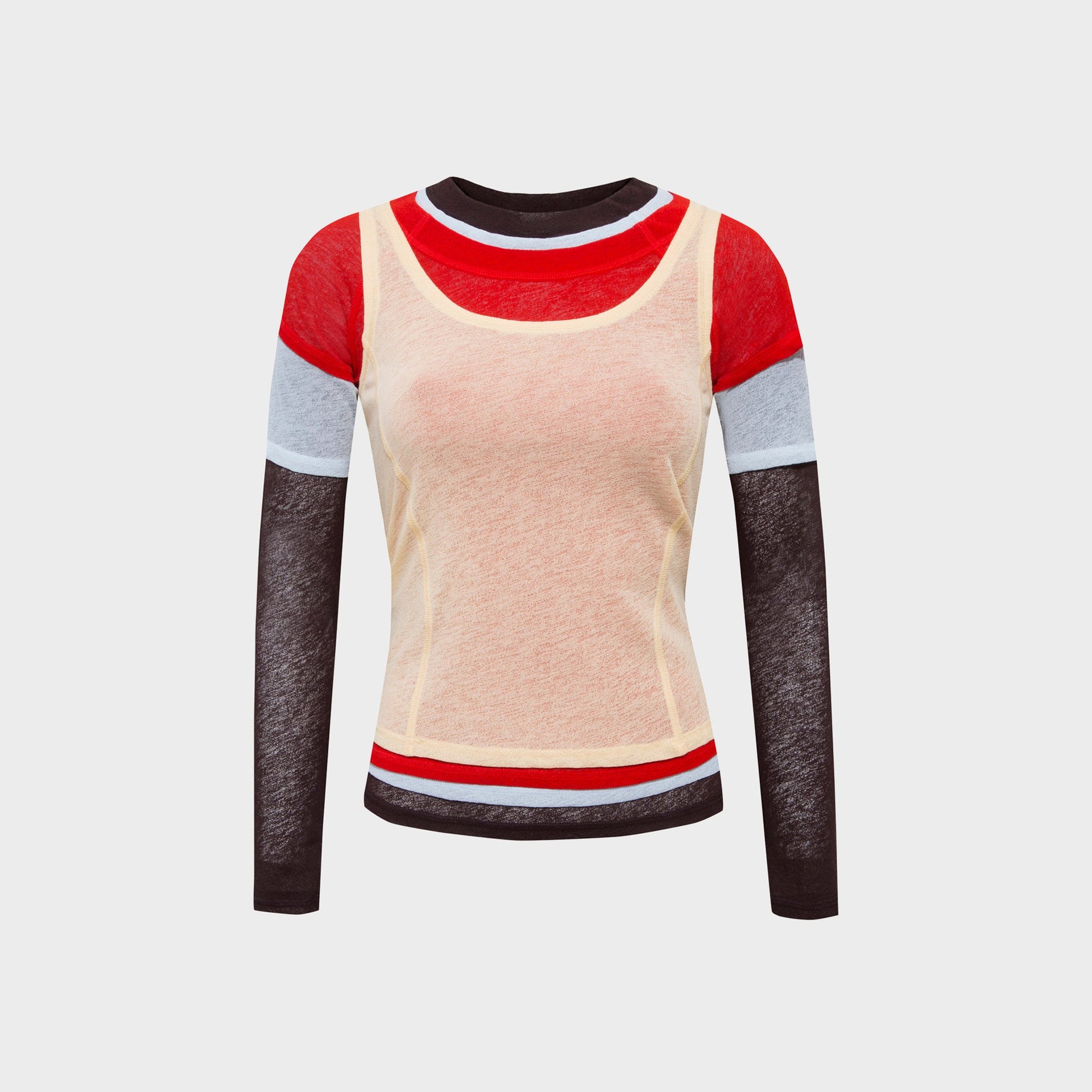 Siedres Mel Color Blocked Layered Mesh Long Sleeve Top - Multi