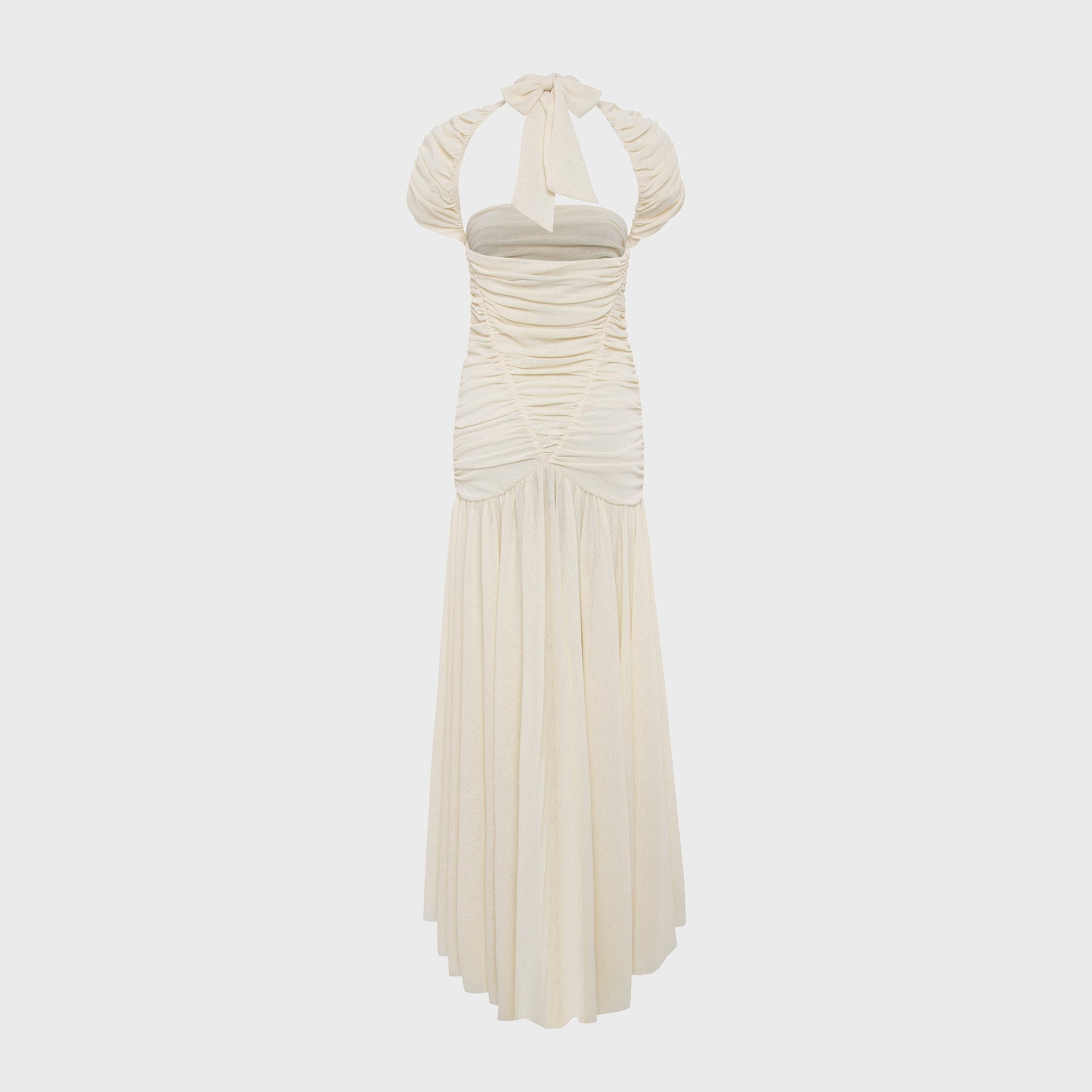Siedres Roxy Ruched Maxi Dress - Ecru