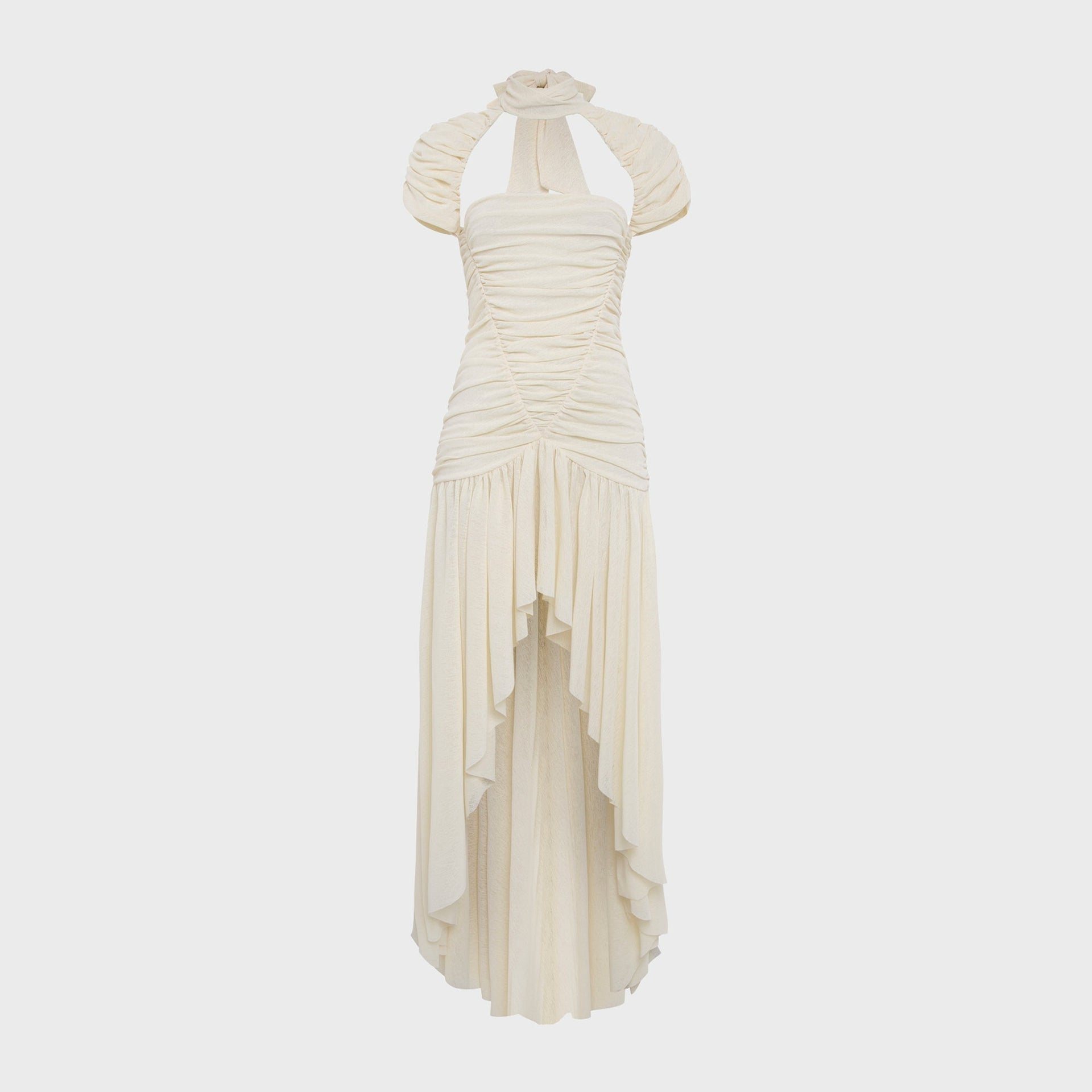Siedres Roxy Ruched Maxi Dress - Ecru